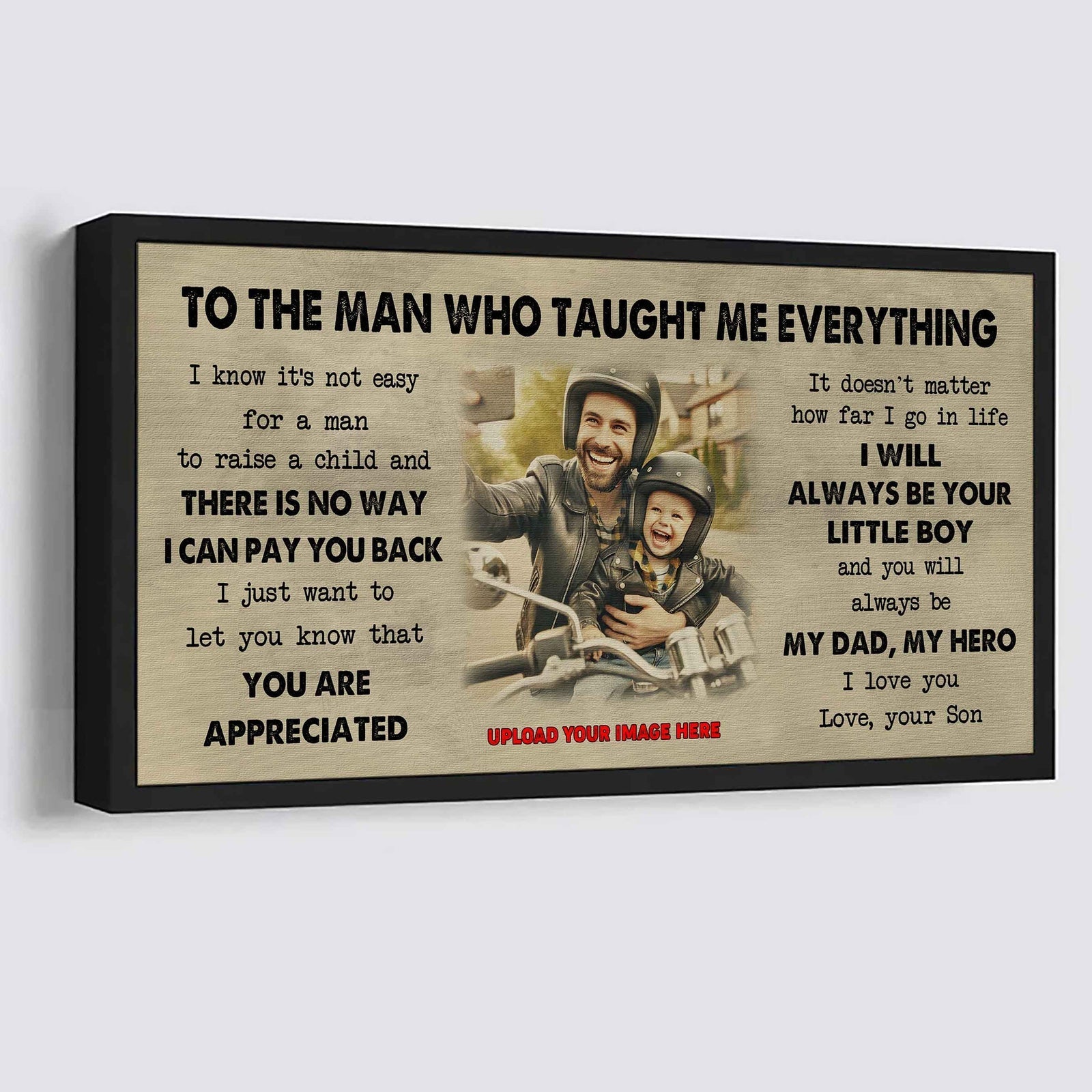 DRB Poster Horizontal Canvas To My DRB Dad I Know It's Not Easy To Raise A Child I Will Always Be Your Little Boy Gift From Son To Dad