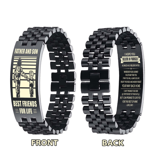 GK WBH WBH Personalized Double Sided Bracelet Father And Son Best Friends For Life - Message on the back side