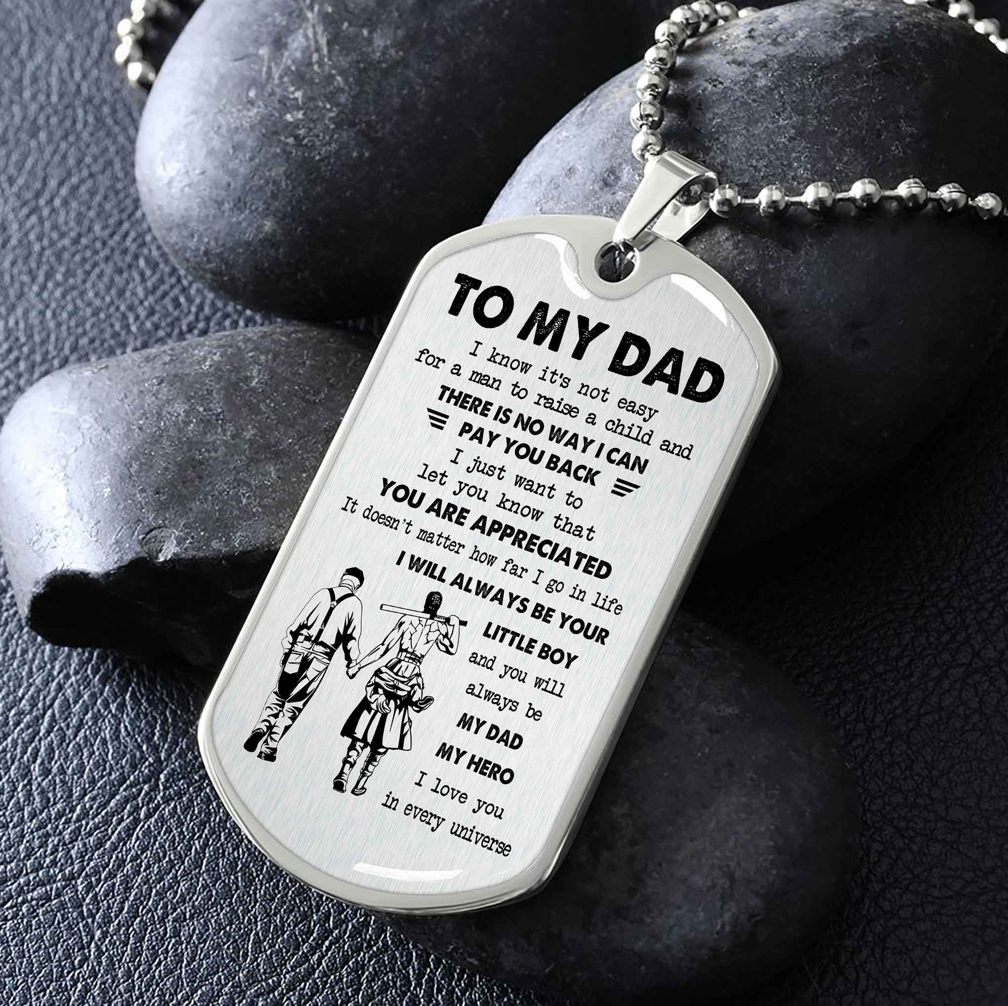 Dragon B VGT-Father and Son- Millitary Chain 18K Gold Plated To My Dad I Know It's Not Easy -I love you in every universe- Gift From Son To Dad Father's Day Gift
