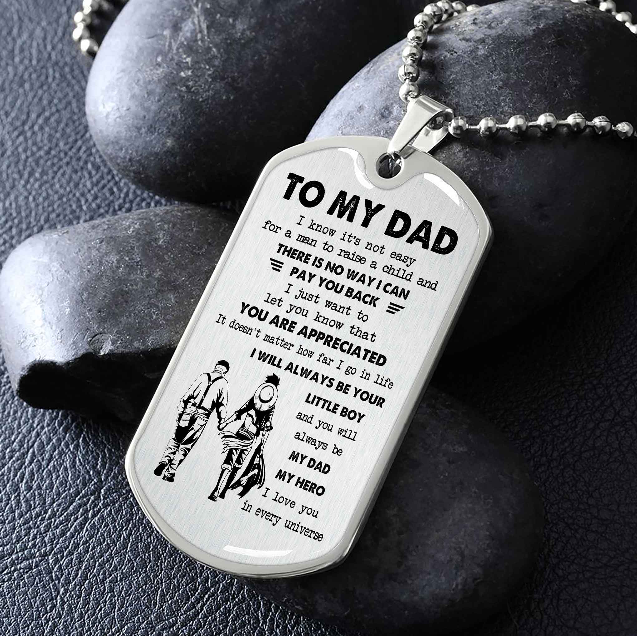 Dragon B VGT-Father and Kid- Millitary Chain 18K Gold Plated To My Dad I Know It's Not Easy - I Will Always Be Your Little Boy Gift From Son To Dad Father's Day Gift