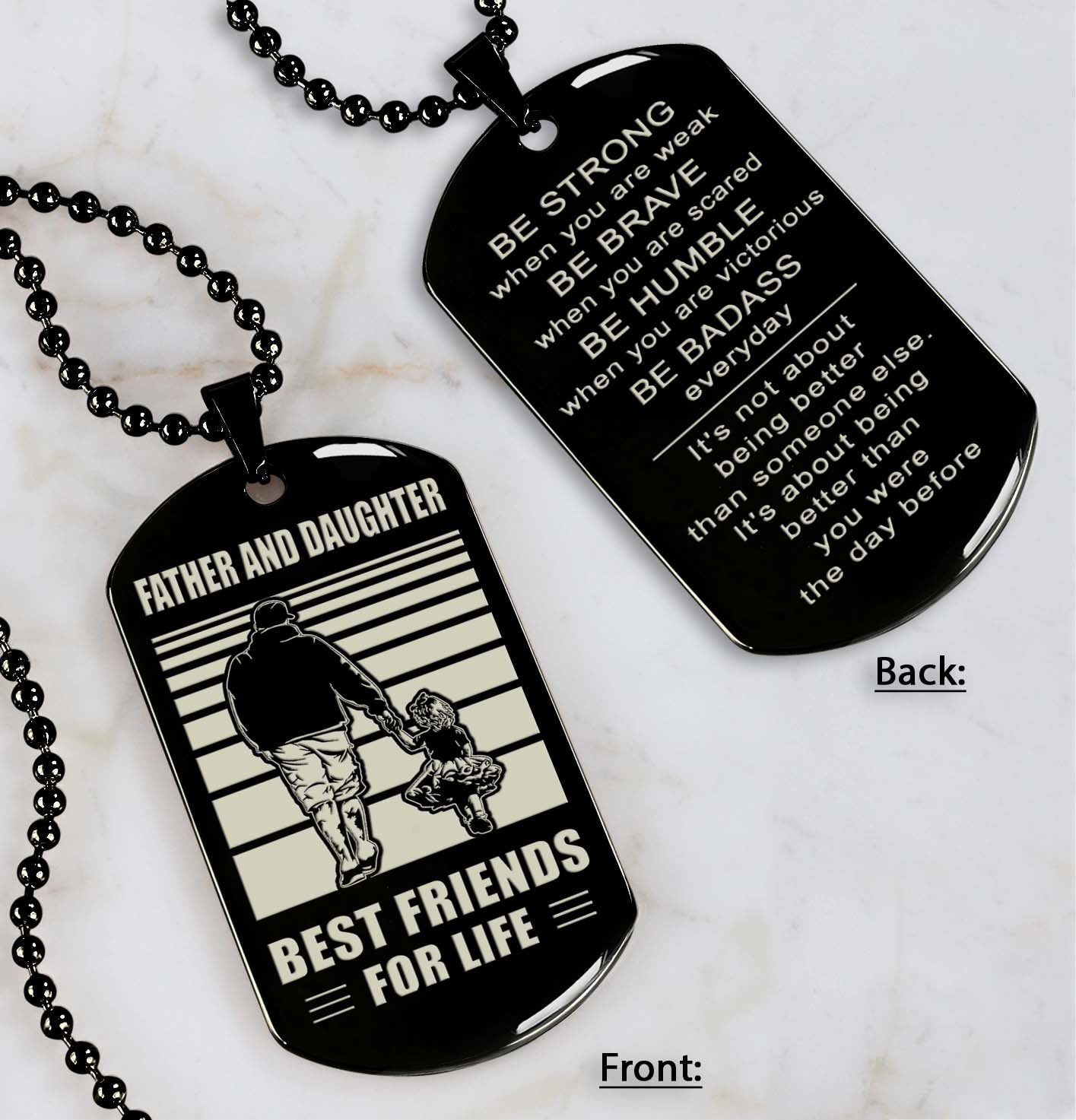 Police Personalized Double Sided Dog Tag Father And Son Best Friends For Life - Message on the back side