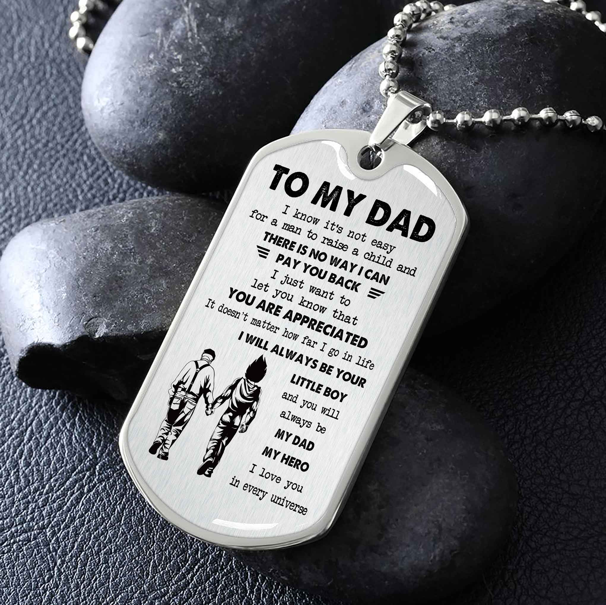 Dragon B VGT-Father and Kid- Millitary Chain 18K Gold Plated To My Dad I Know It's Not Easy - I Will Always Be Your Little Boy Gift From Son To Dad Father's Day Gift