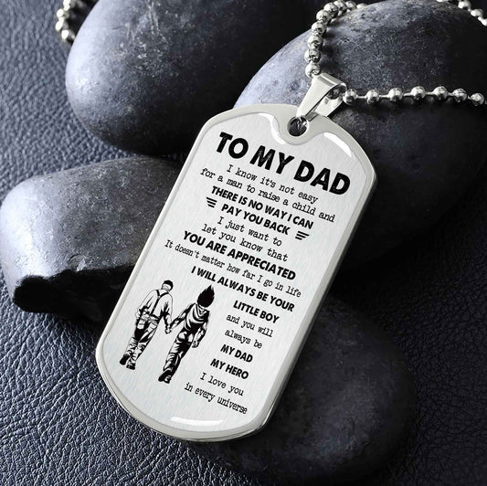 Dragon B VGT-Father and Son- Millitary Chain 18K Gold Plated To My Dad I Know It's Not Easy -I love you in every universe- Gift From Son To Dad Father's Day Gift