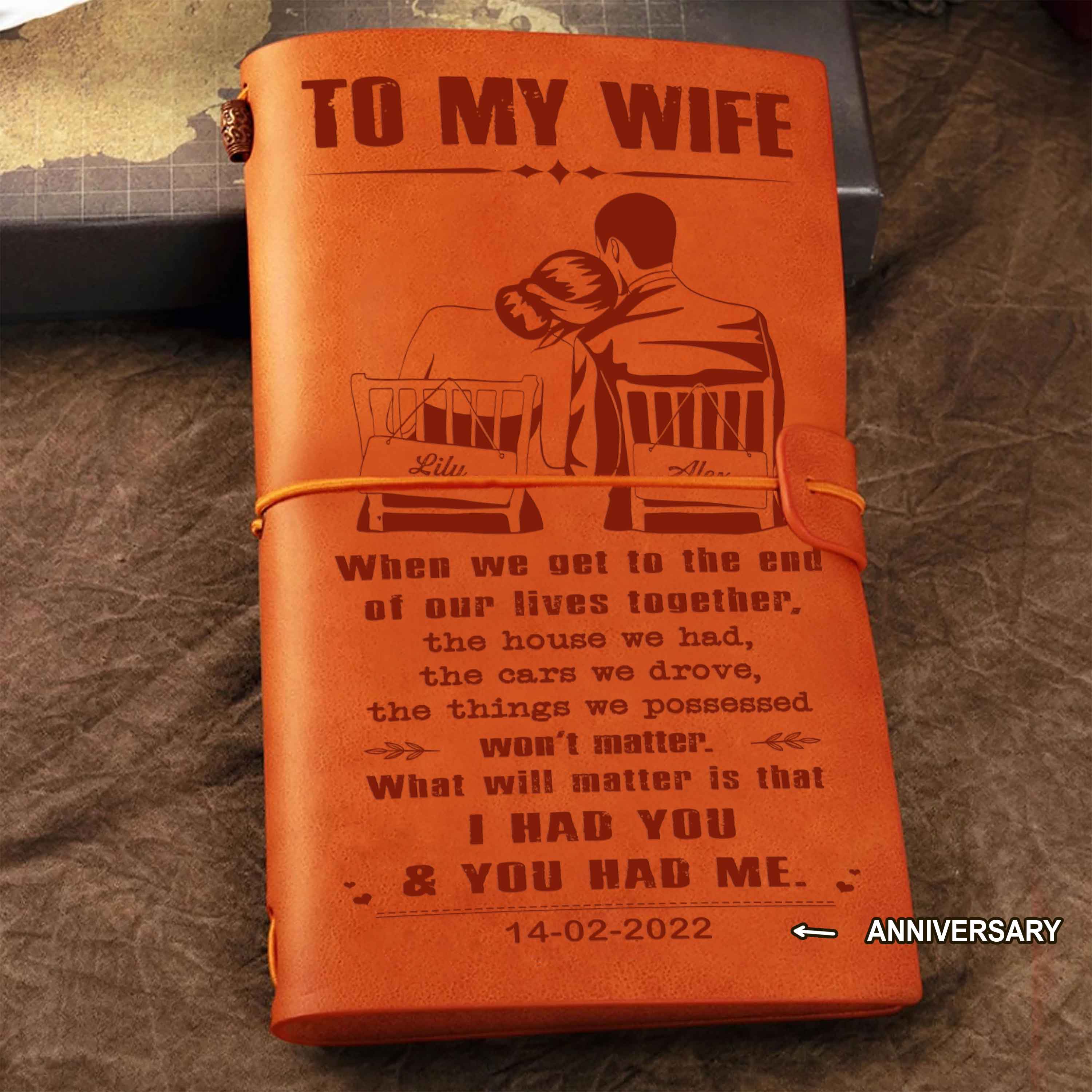 Biker Customizable vintage journal notebook, gifts from husband to wife -Let's go riding