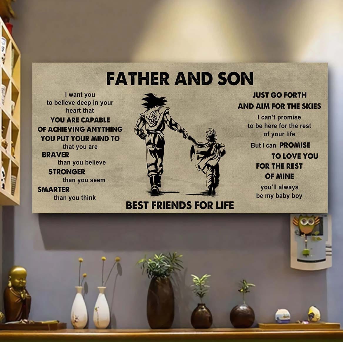 Family photo upload Father And Son Best Friends For Life - That You Are Braver Than You Believe Poster Canvas Gift For Son From Father