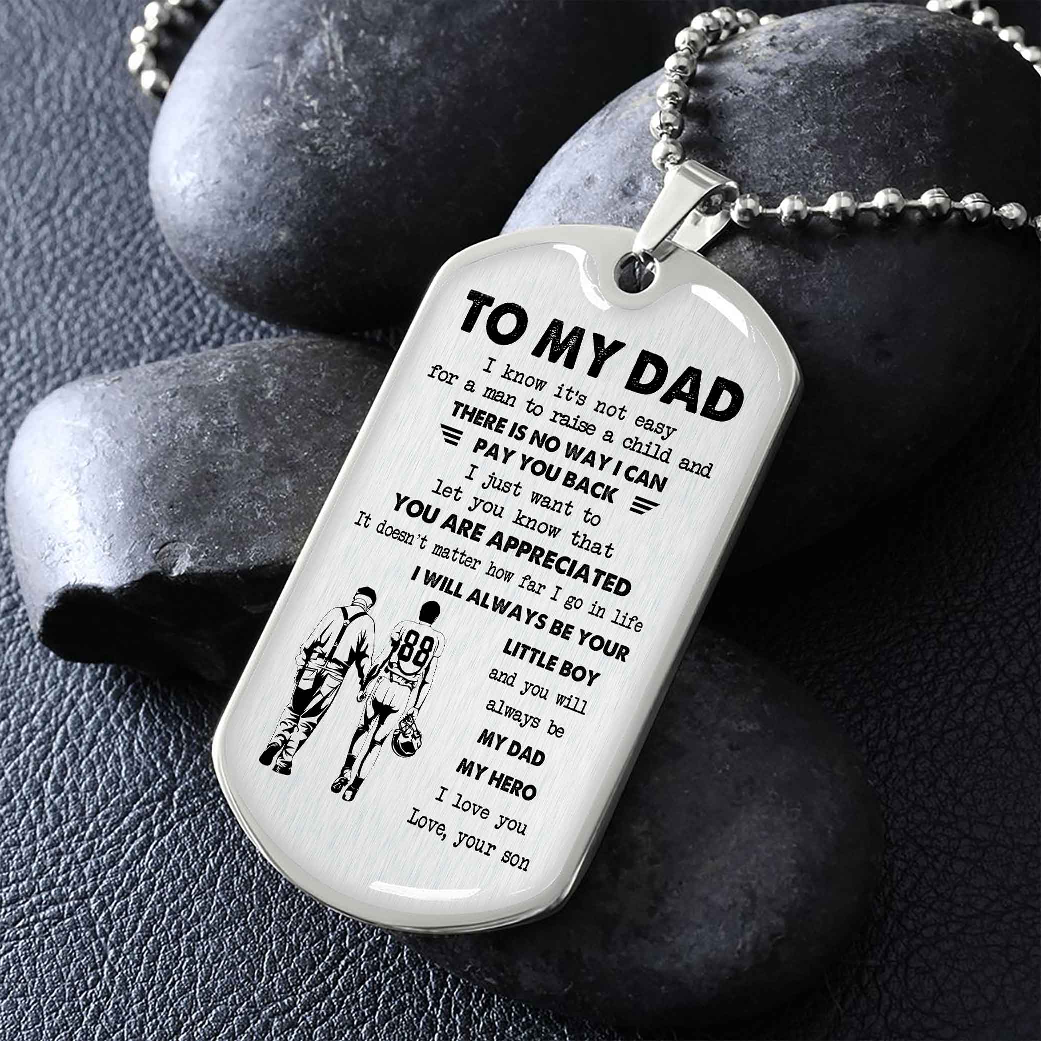 Dragon B VGT-Father and Son- Millitary Chain 18K Gold Plated To My Dad I Know It's Not Easy -I love you in every universe- Gift From Son To Dad Father's Day Gift