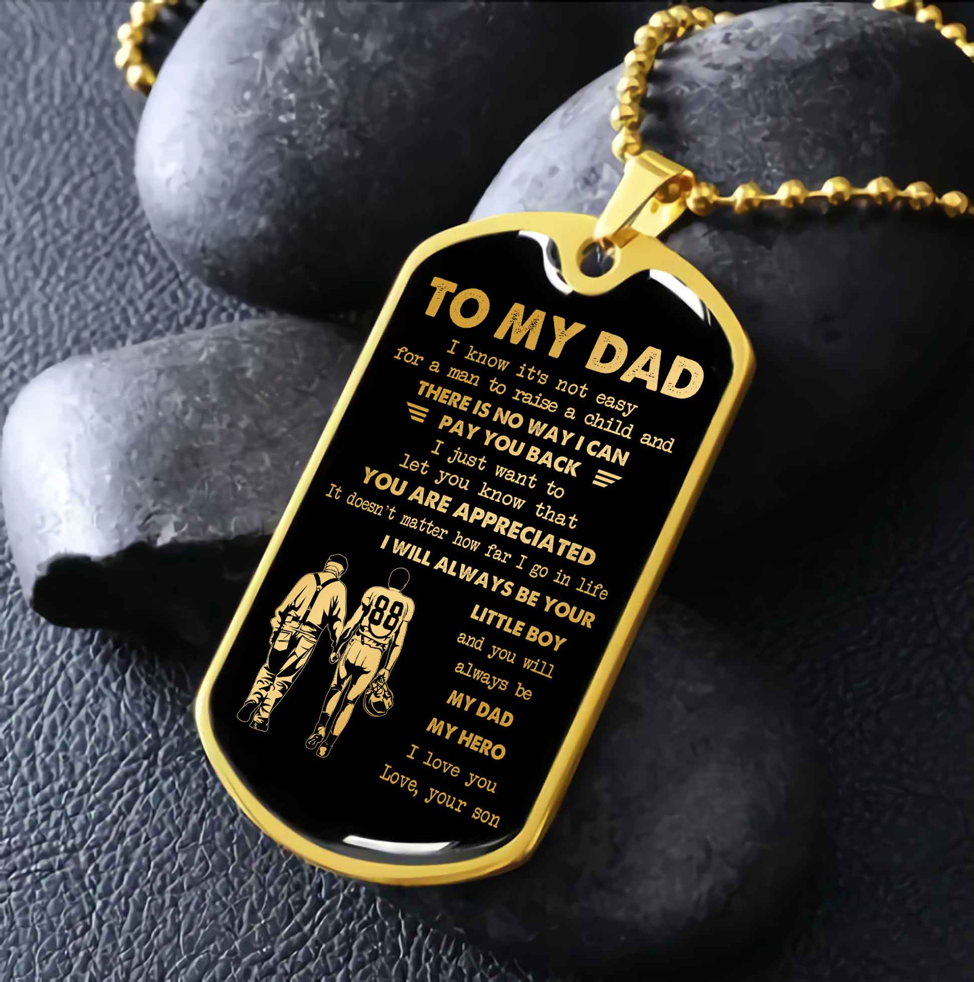 Dragon B VGT-Father and Son- Millitary Chain 18K Gold Plated To My Dad I Know It's Not Easy -I love you in every universe- Gift From Son To Dad Father's Day Gift