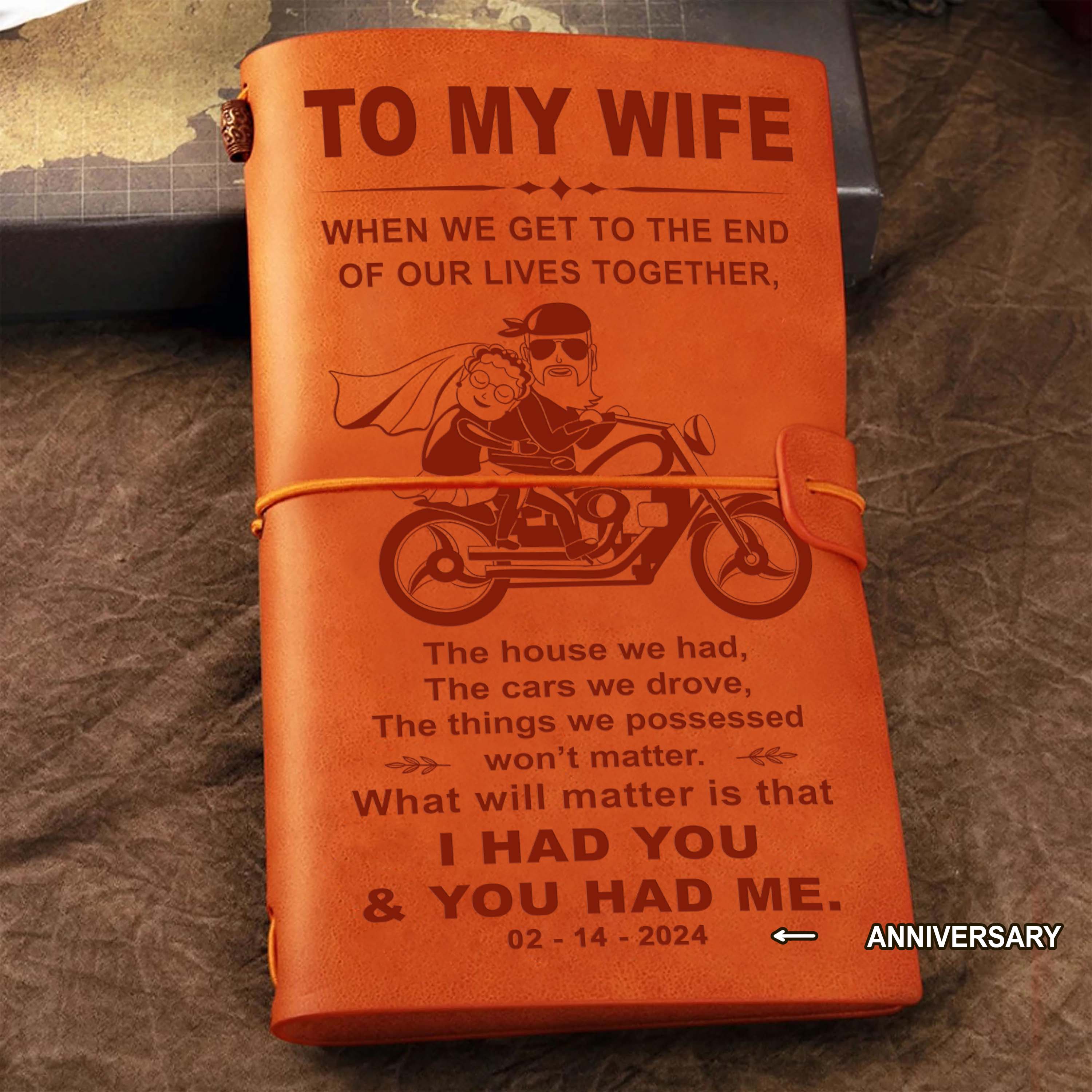 Biker Customizable vintage journal notebook, gifts from husband to wife -Let's go riding