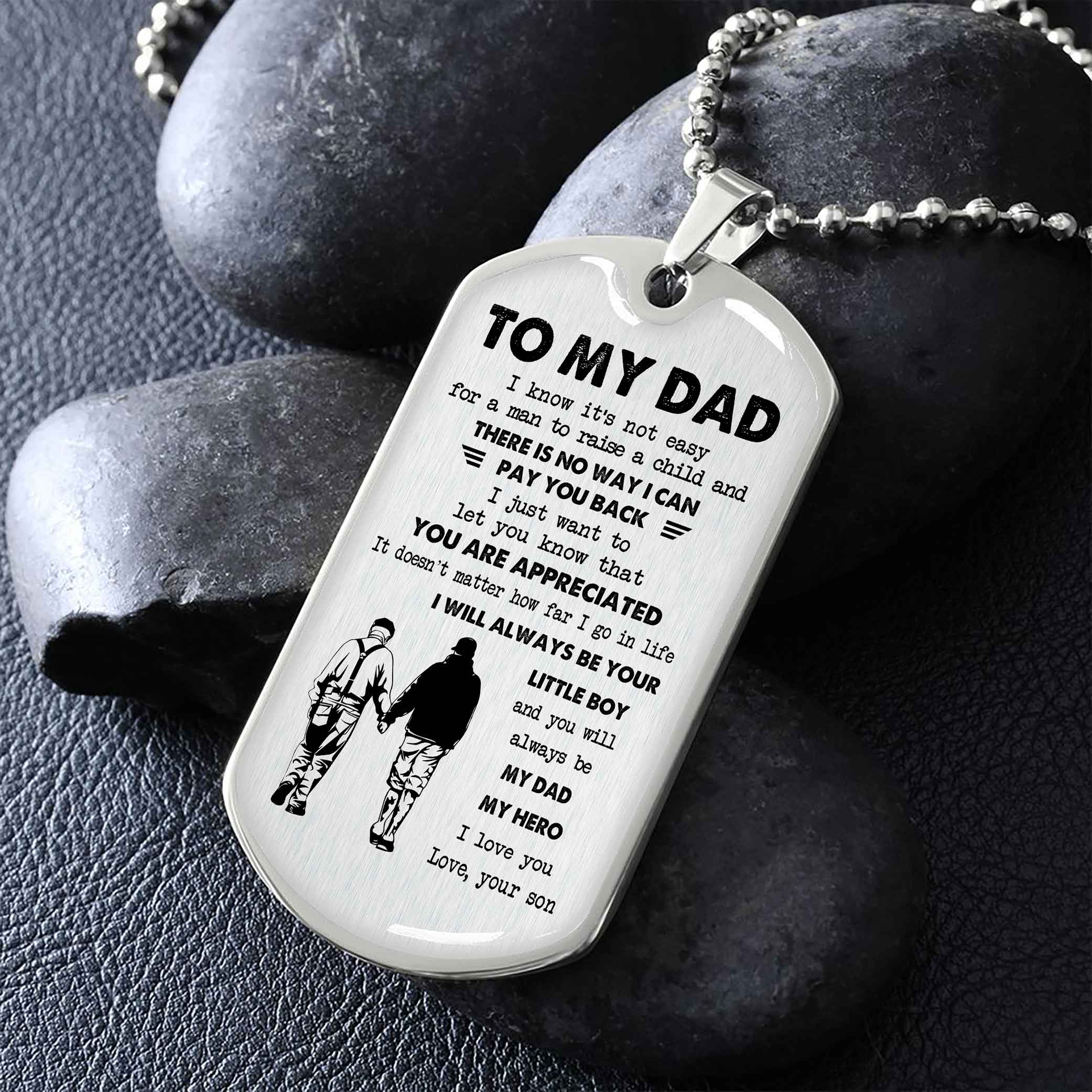 Dragon B VGT-Father and Son- Millitary Chain 18K Gold Plated To My Dad I Know It's Not Easy -I love you in every universe- Gift From Son To Dad Father's Day Gift