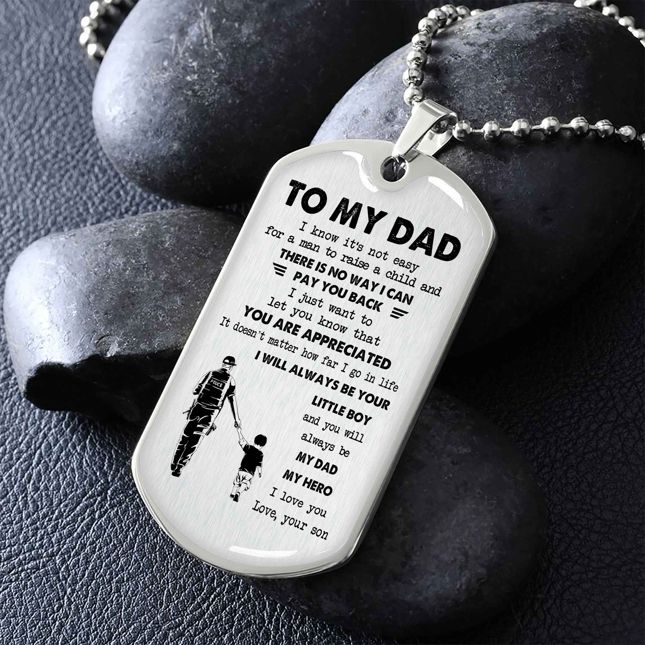 Dragon B VGT-Father and Son- Millitary Chain 18K Gold Plated To My Dad I Know It's Not Easy -I love you in every universe- Gift From Son To Dad Father's Day Gift
