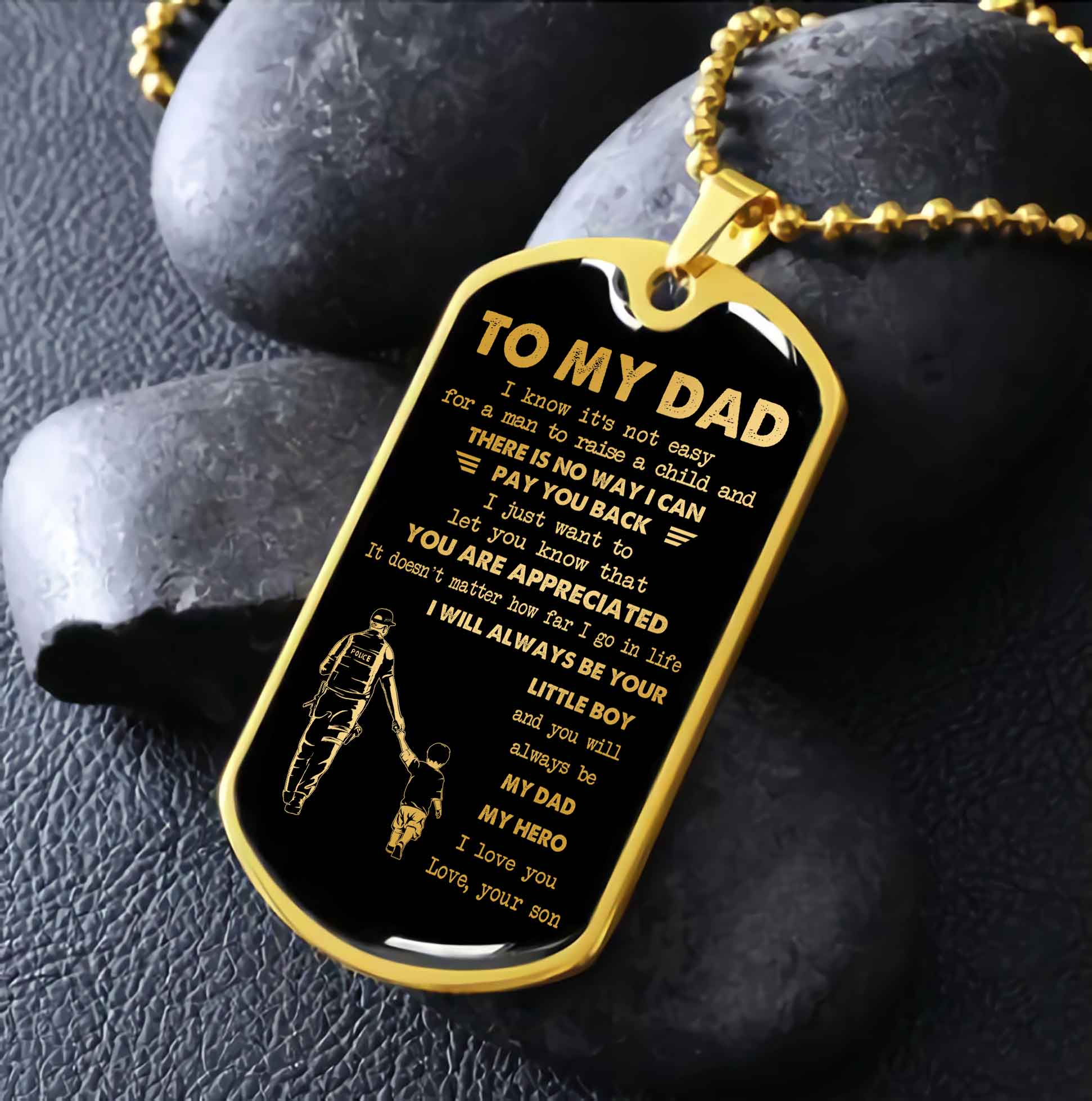 Dragon B VGT-Father and Son- Millitary Chain 18K Gold Plated To My Dad I Know It's Not Easy -I love you in every universe- Gift From Son To Dad Father's Day Gift