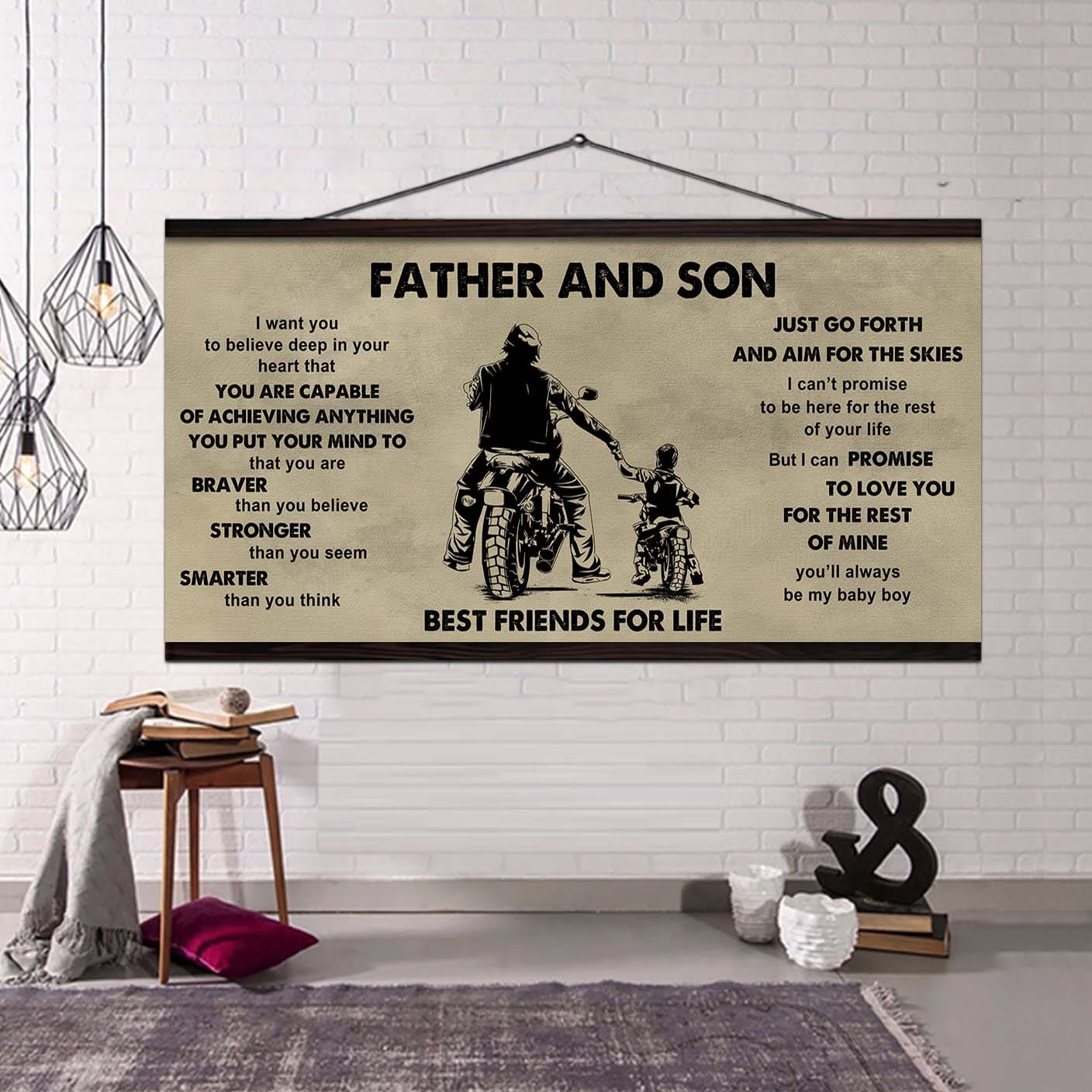 Family photo upload Father And Son Best Friends For Life - That You Are Braver Than You Believe Poster Canvas Gift For Son From Father