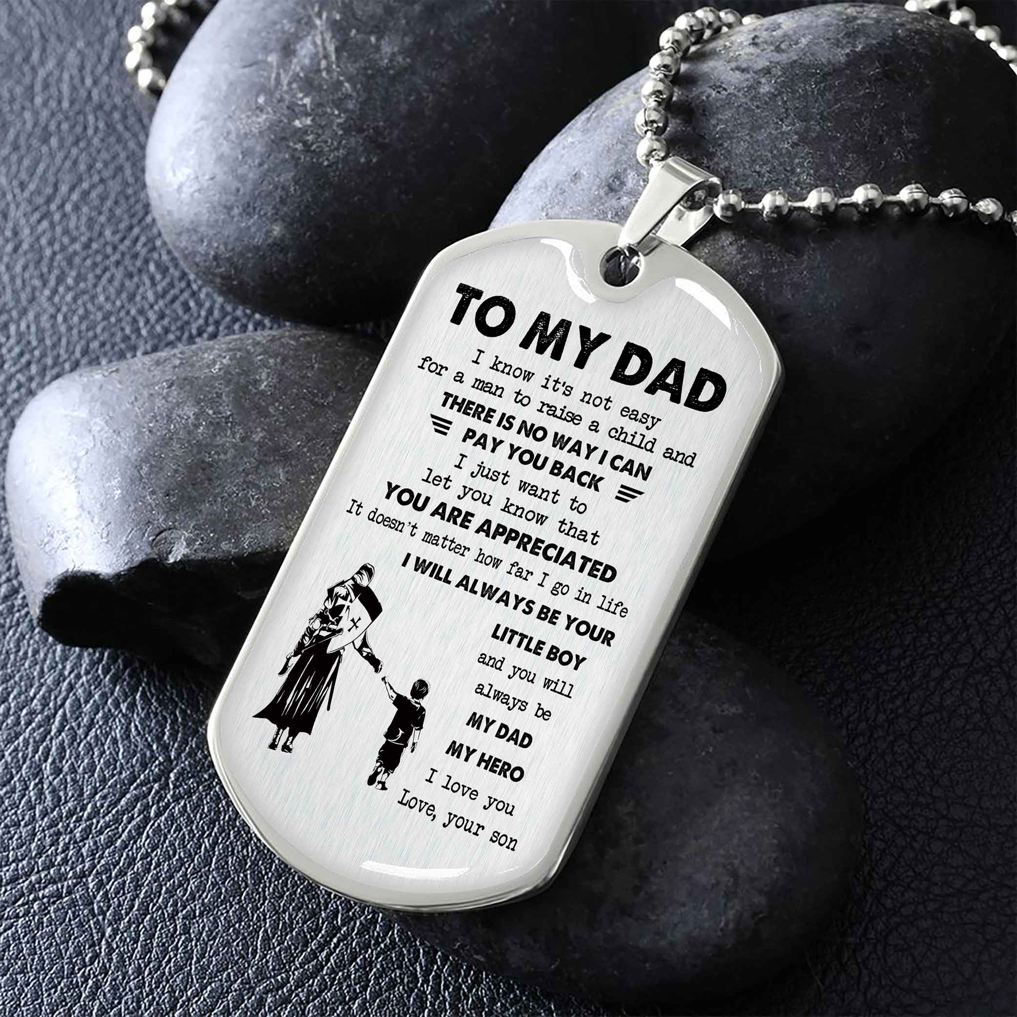 Dragon B VGT-Father and Son- Millitary Chain 18K Gold Plated To My Dad I Know It's Not Easy -I love you in every universe- Gift From Son To Dad Father's Day Gift