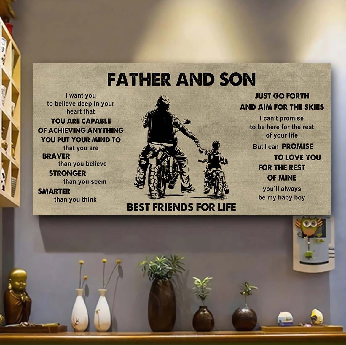 Family photo upload Father And Son Best Friends For Life - That You Are Braver Than You Believe Poster Canvas Gift For Son From Father