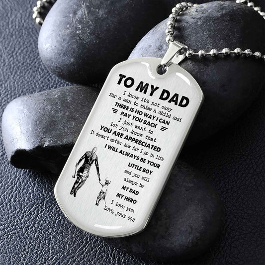 Viking Millitary Chain 18K Gold Plated To My Dad I Know It's Not Easy - I Will Always Be Your Little Boy Gift From Son To Dad Father's Day Gift