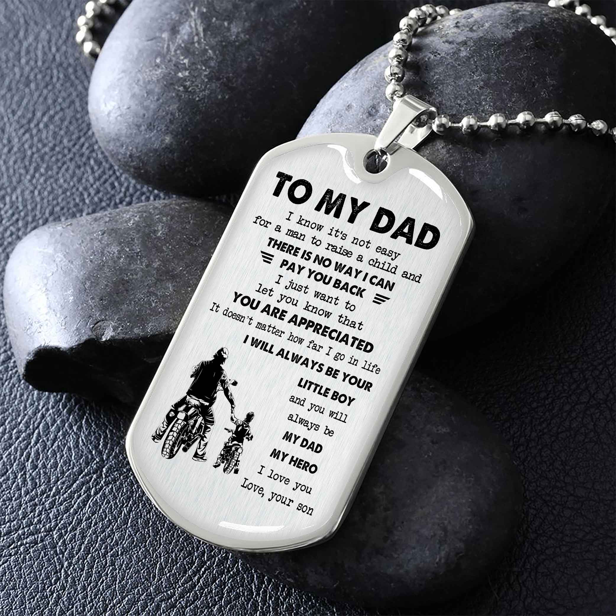 Dragon B VGT-Father and Son- Millitary Chain 18K Gold Plated To My Dad I Know It's Not Easy -I love you in every universe- Gift From Son To Dad Father's Day Gift