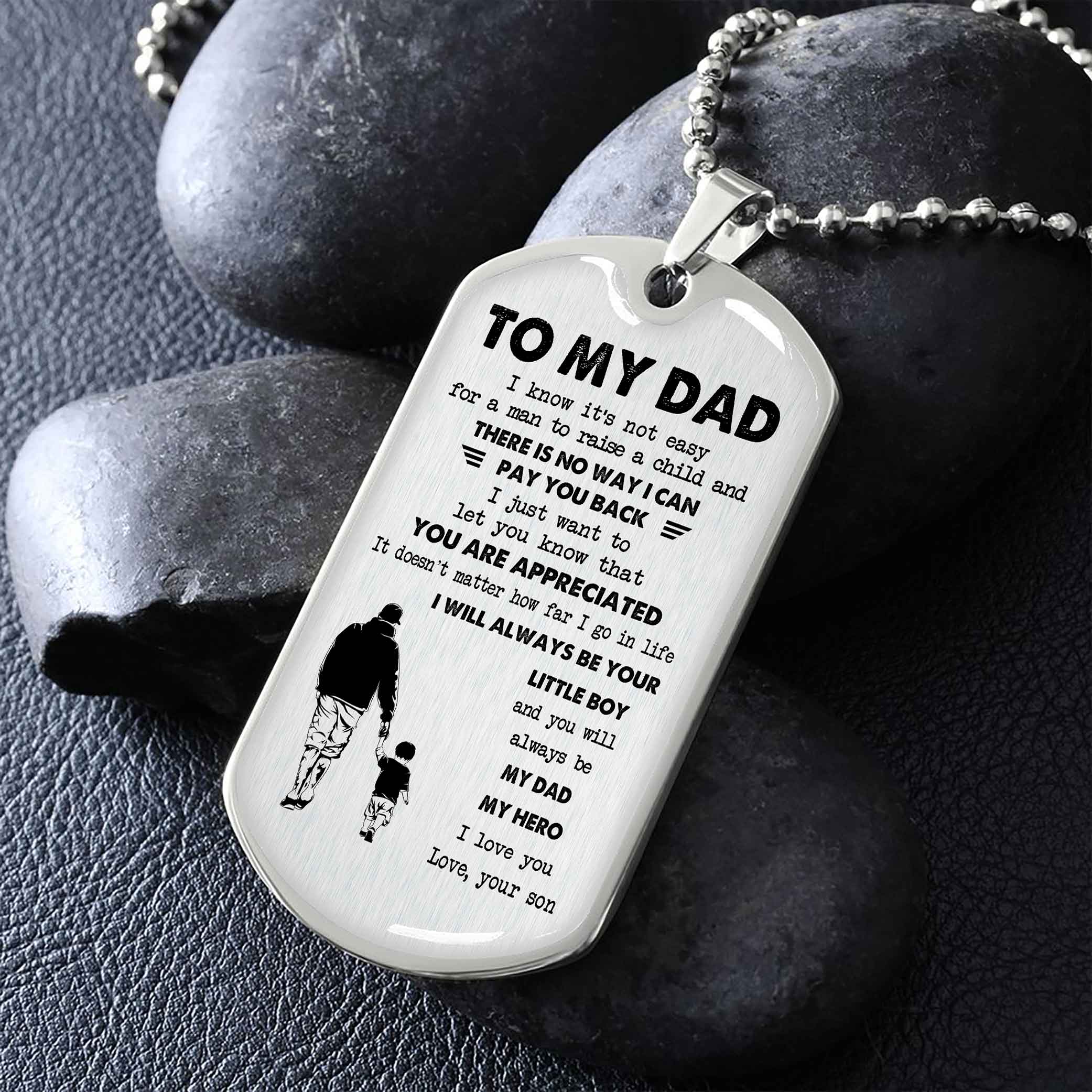 Dragon B VGT-Father and Son- Millitary Chain 18K Gold Plated To My Dad I Know It's Not Easy -I love you in every universe- Gift From Son To Dad Father's Day Gift