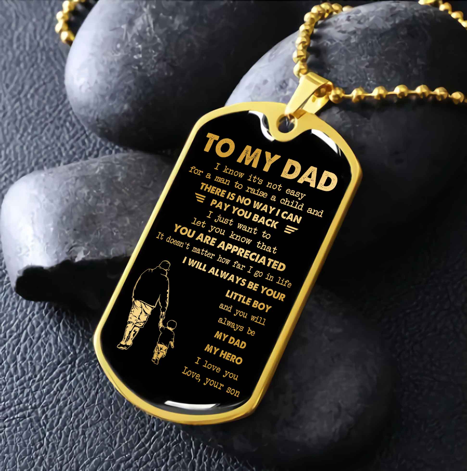 Dragon B VGT-Father and Son- Millitary Chain 18K Gold Plated To My Dad I Know It's Not Easy -I love you in every universe- Gift From Son To Dad Father's Day Gift