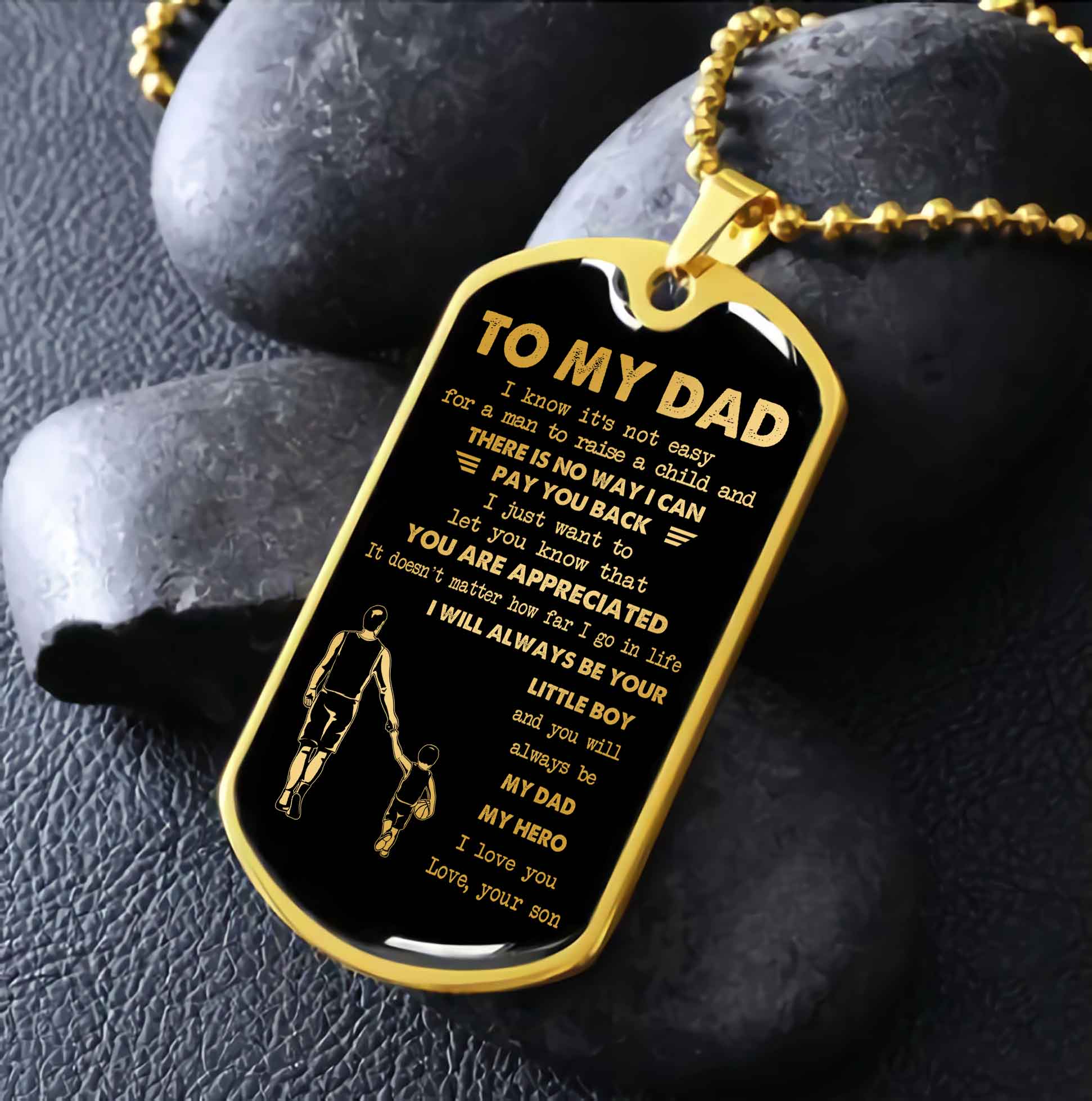 Dragon B VGT-Father and Son- Millitary Chain 18K Gold Plated To My Dad I Know It's Not Easy -I love you in every universe- Gift From Son To Dad Father's Day Gift