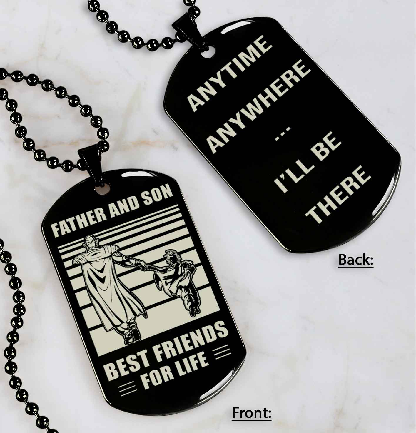 Police Personalized Double Sided Dog Tag Father And Son Best Friends For Life - Message on the back side