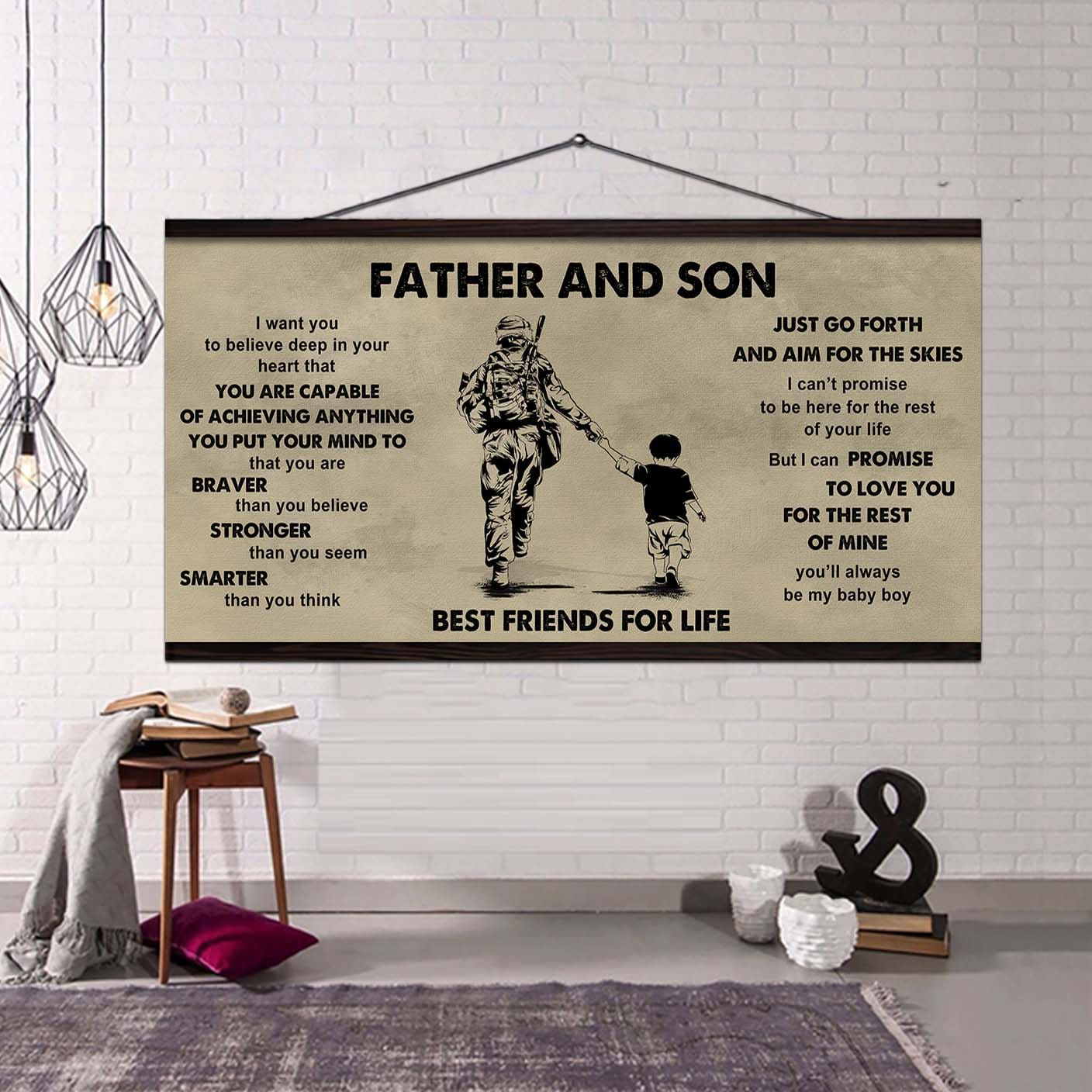 Family photo upload Father And Son Best Friends For Life - That You Are Braver Than You Believe Poster Canvas Gift For Son From Father