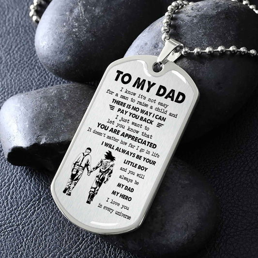 Dragon B GK-Father and Son- Millitary Chain 18K Gold Plated To My Dad I Know It's Not Easy -I love you in every universe- Gift From Son To Dad Father's Day Gift