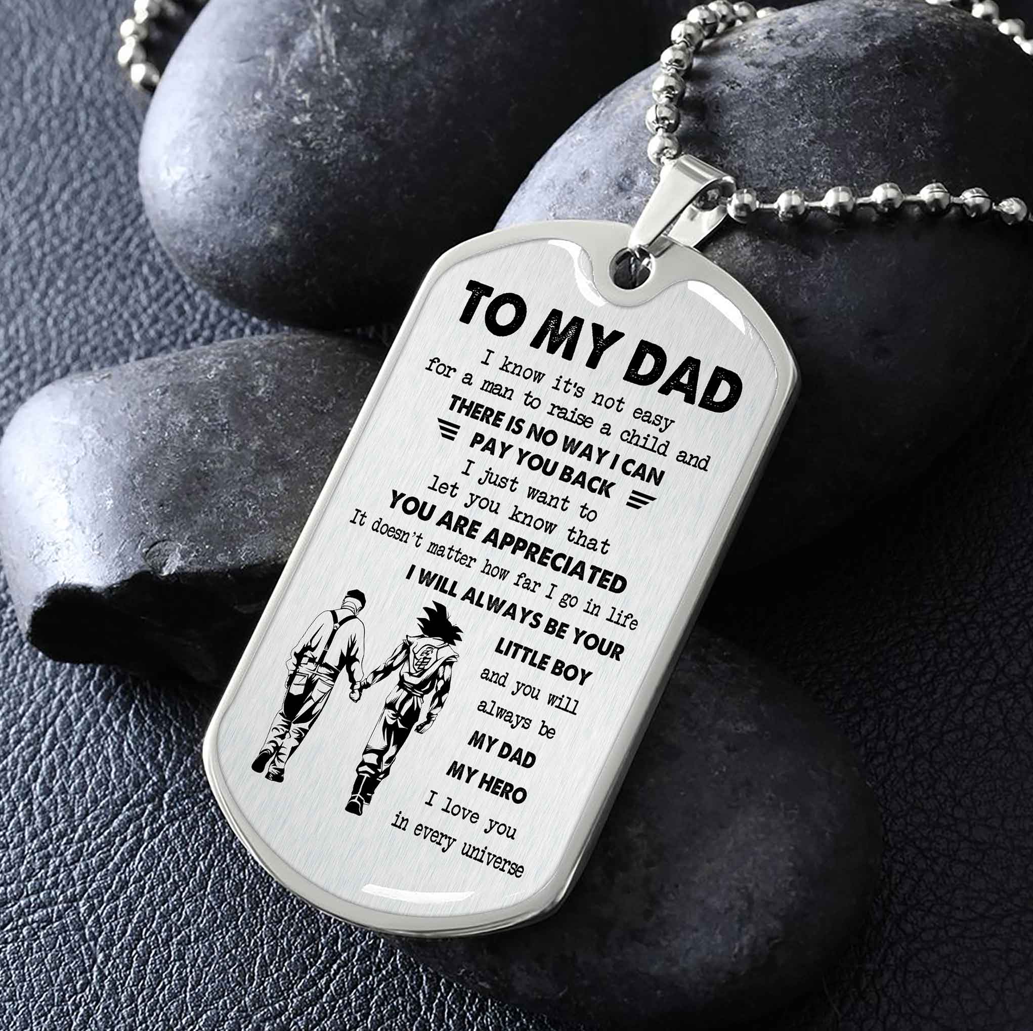 Dragon B VGT-Father and Kid- Millitary Chain 18K Gold Plated To My Dad I Know It's Not Easy - I Will Always Be Your Little Boy Gift From Son To Dad Father's Day Gift