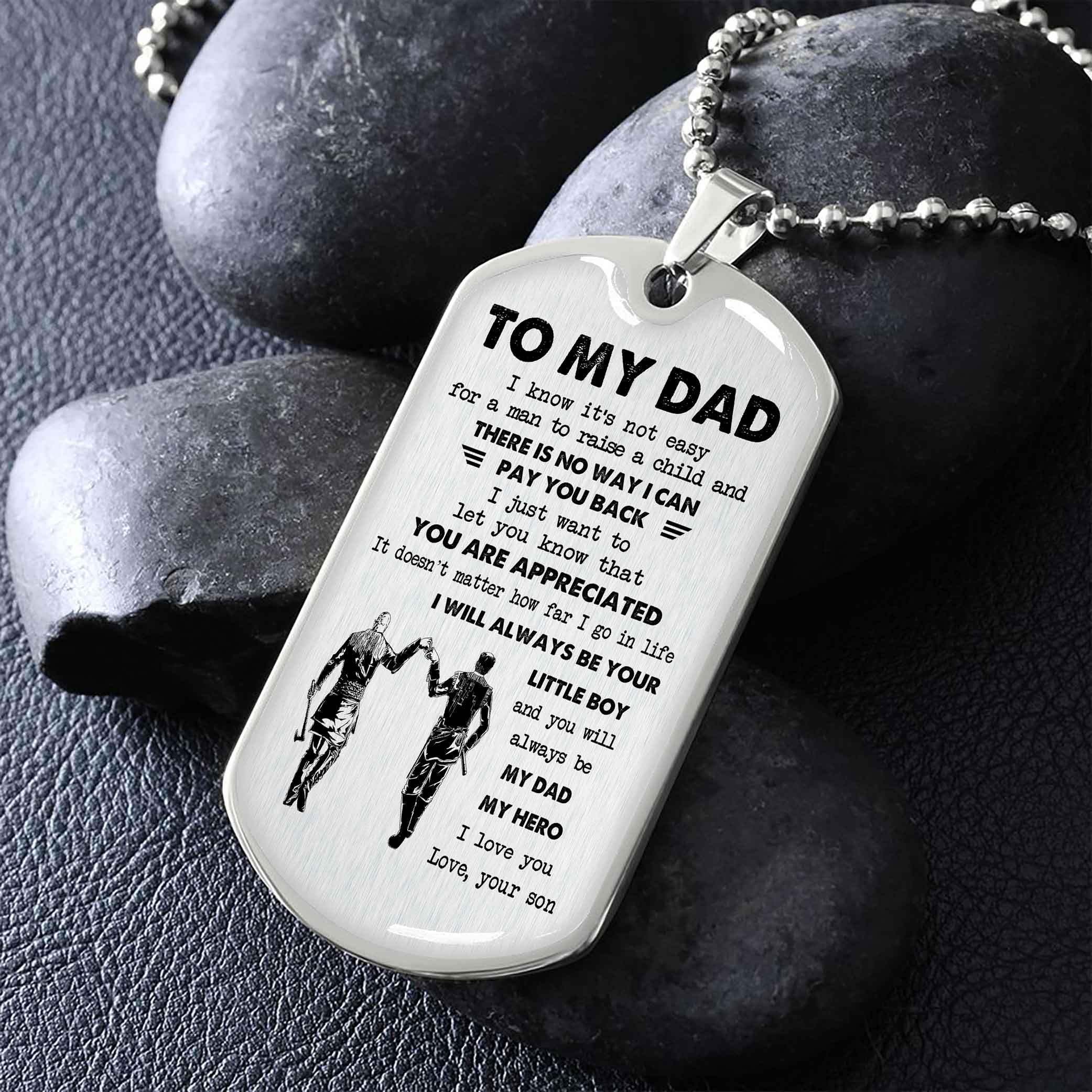 Dragon B VGT-Father and Kid- Millitary Chain 18K Gold Plated To My Dad I Know It's Not Easy - I Will Always Be Your Little Boy Gift From Son To Dad Father's Day Gift