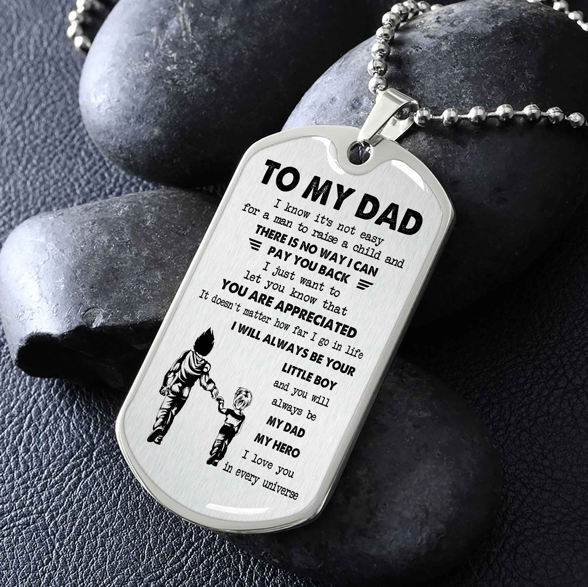 Dragon B VGT-Father and Kid- Millitary Chain 18K Gold Plated To My Dad I Know It's Not Easy - I Will Always Be Your Little Boy Gift From Son To Dad Father's Day Gift