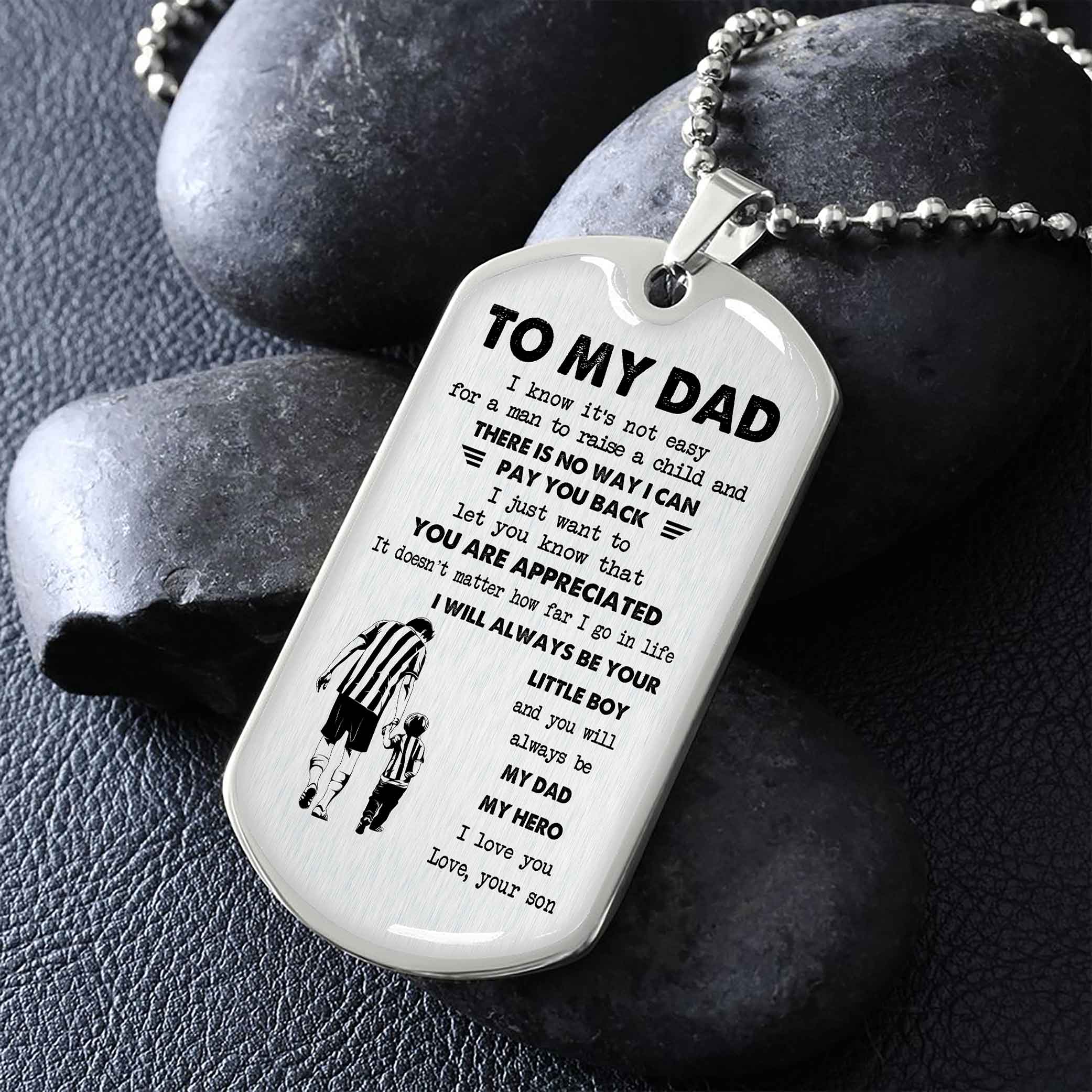 Dragon B VGT-Father and Kid- Millitary Chain 18K Gold Plated To My Dad I Know It's Not Easy - I Will Always Be Your Little Boy Gift From Son To Dad Father's Day Gift