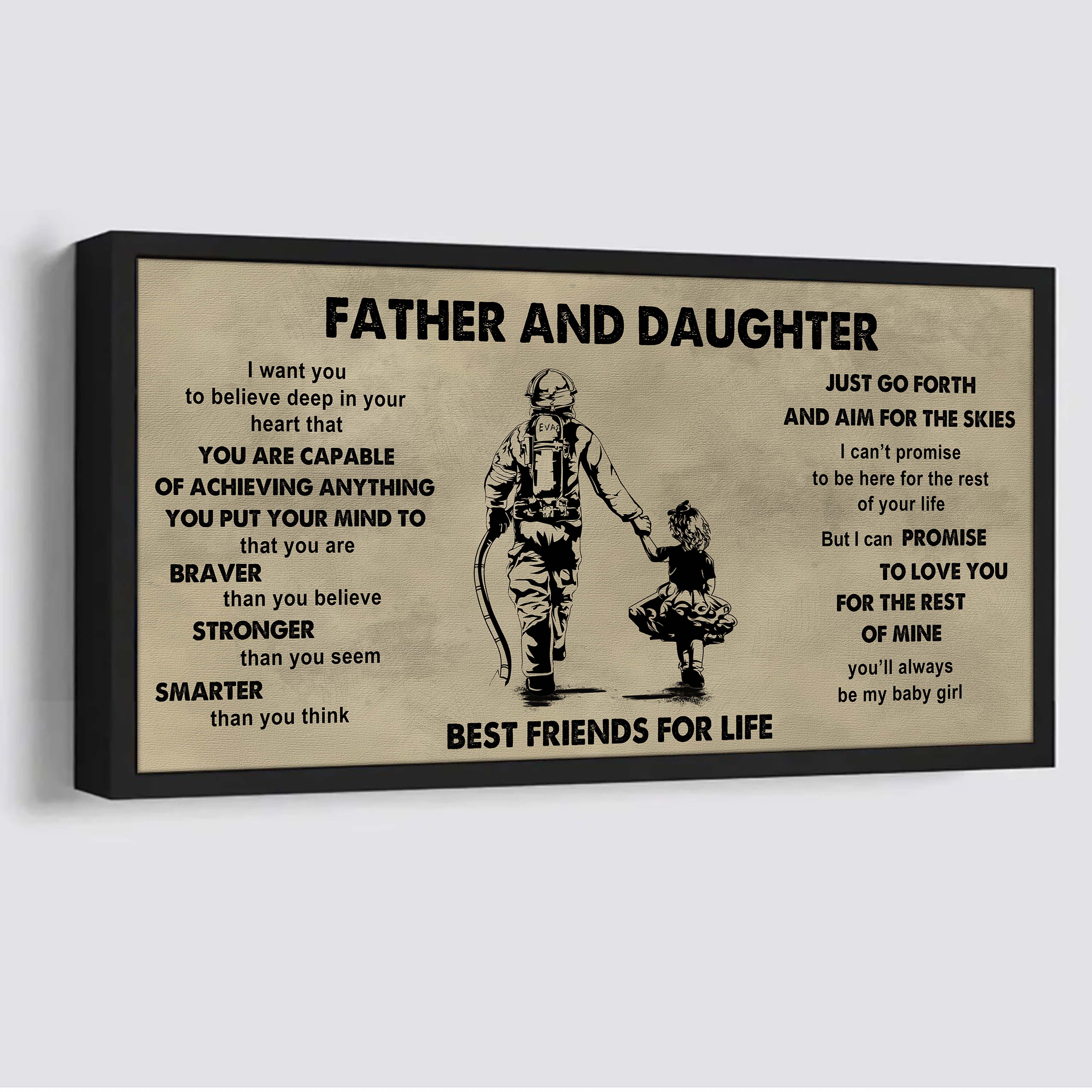 DRB Father And Daughter Best Friends For Life - That You Are Braver Than You Believe Poster Canvas Gift For Daughter From Father