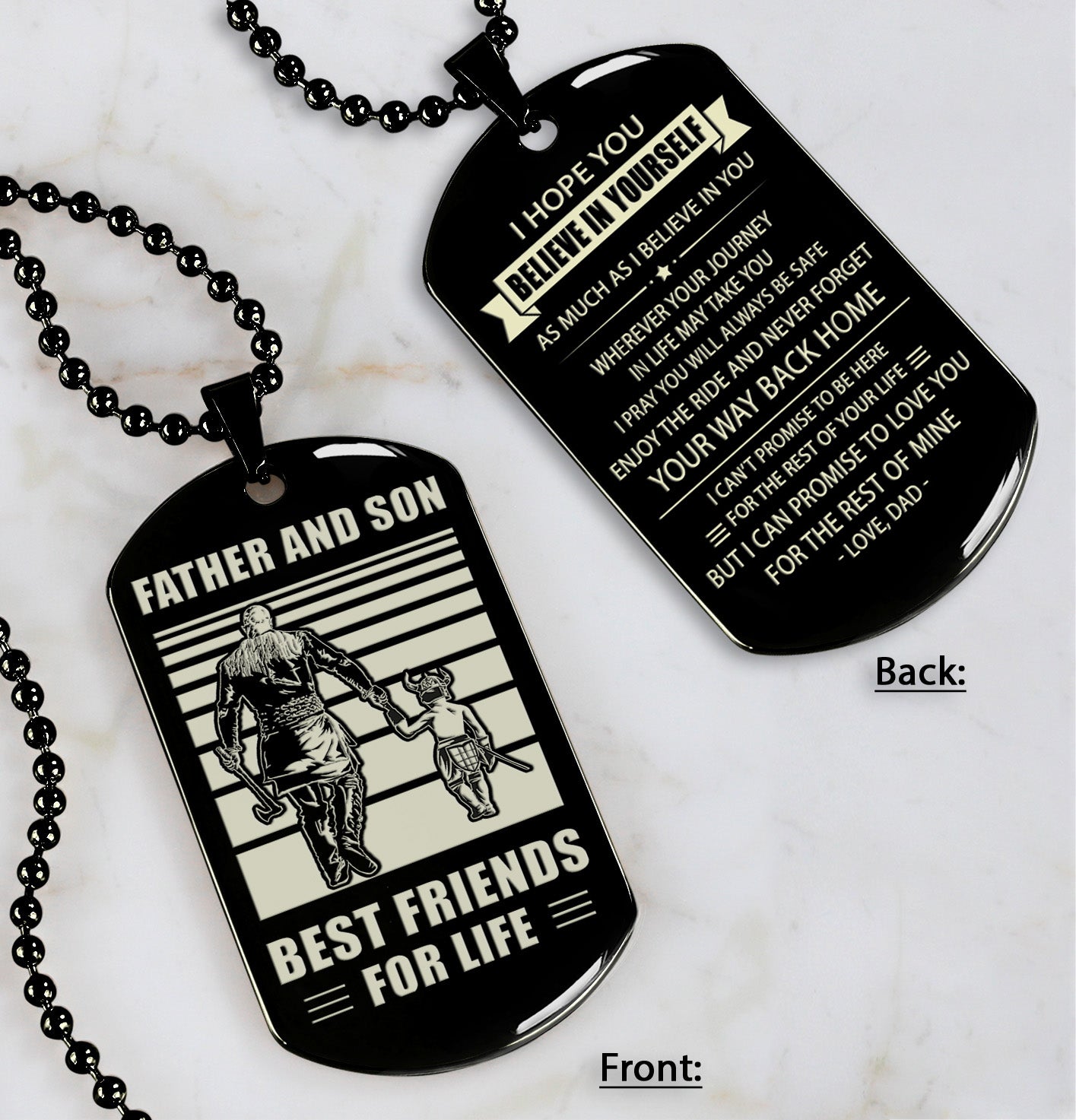 Police Personalized Double Sided Dog Tag Father And Son Best Friends For Life - Message on the back side
