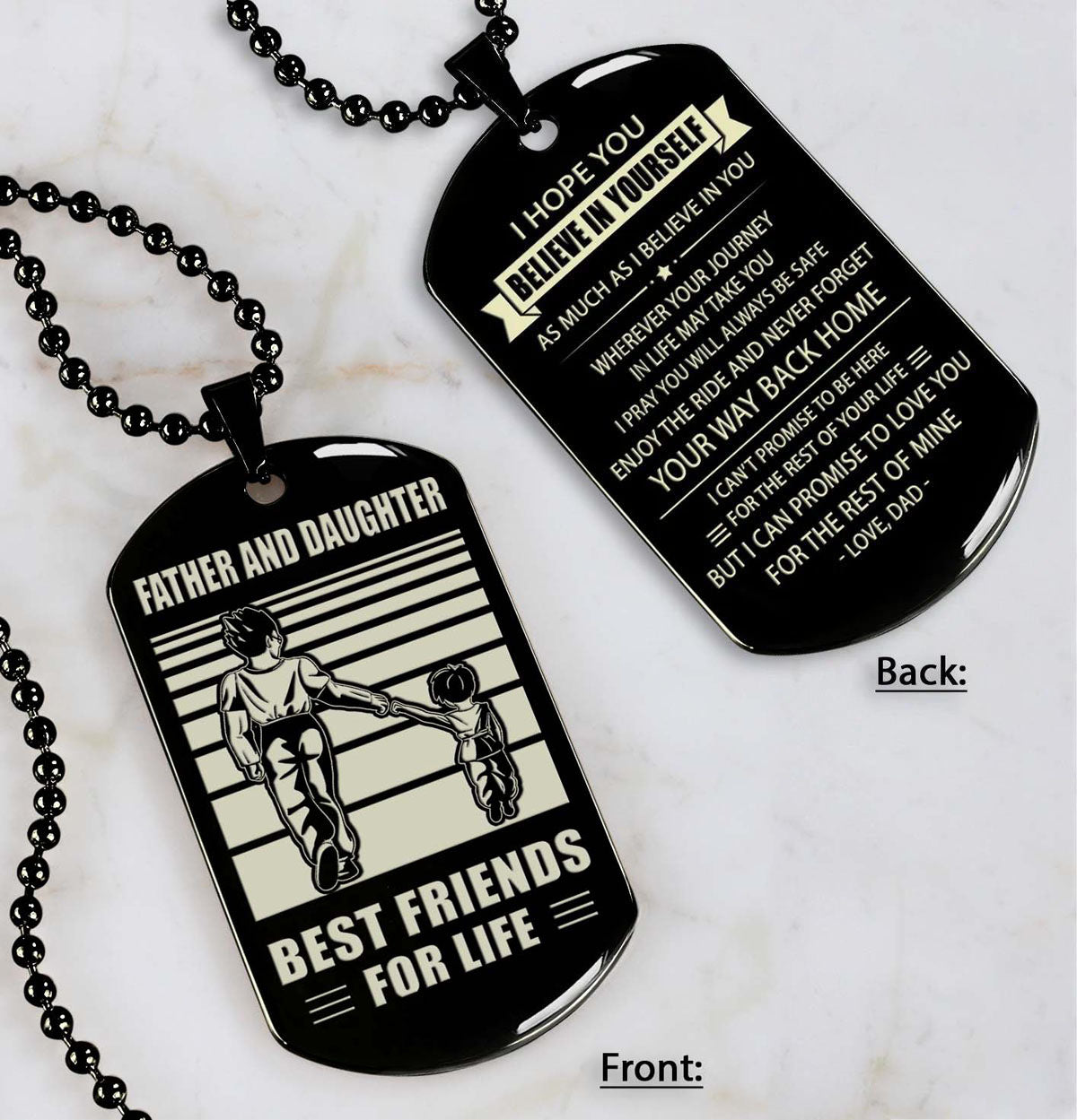Police Personalized Double Sided Dog Tag Father And Son Best Friends For Life - Message on the back side