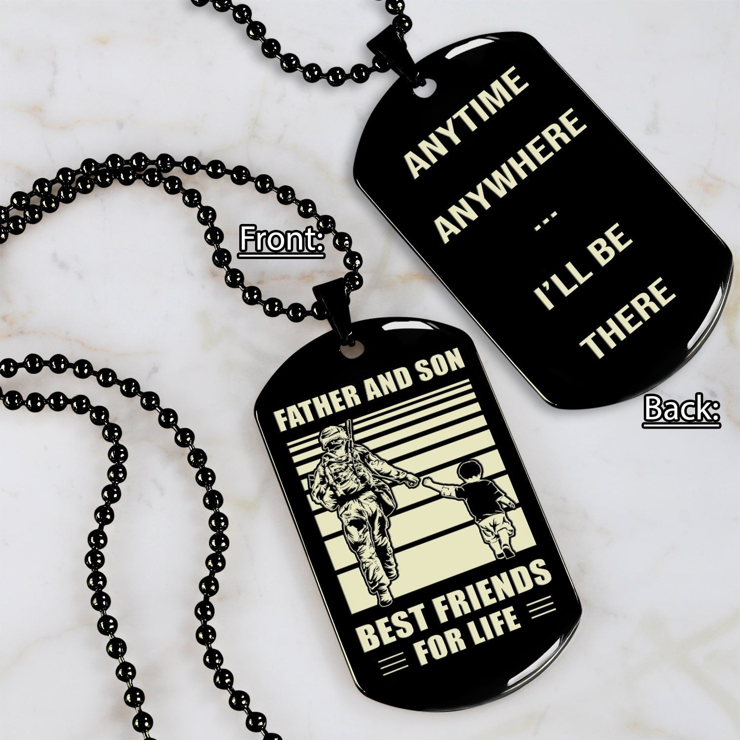 Police Personalized Double Sided Dog Tag Father And Son Best Friends For Life - Message on the back side