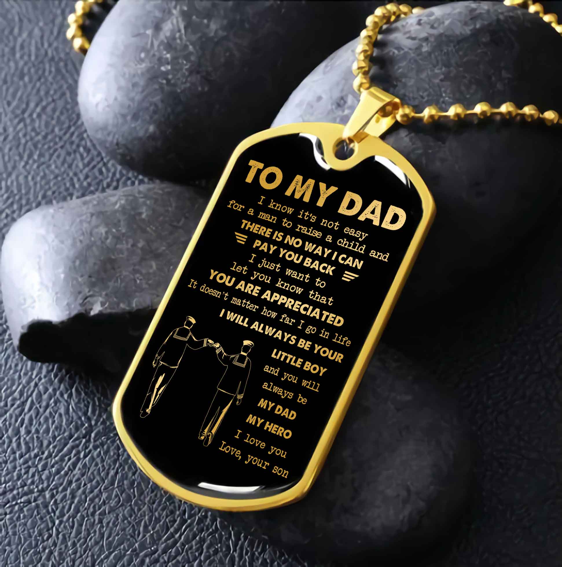 Dragon B VGT-Father and Son- Millitary Chain 18K Gold Plated To My Dad I Know It's Not Easy -I love you in every universe- Gift From Son To Dad Father's Day Gift