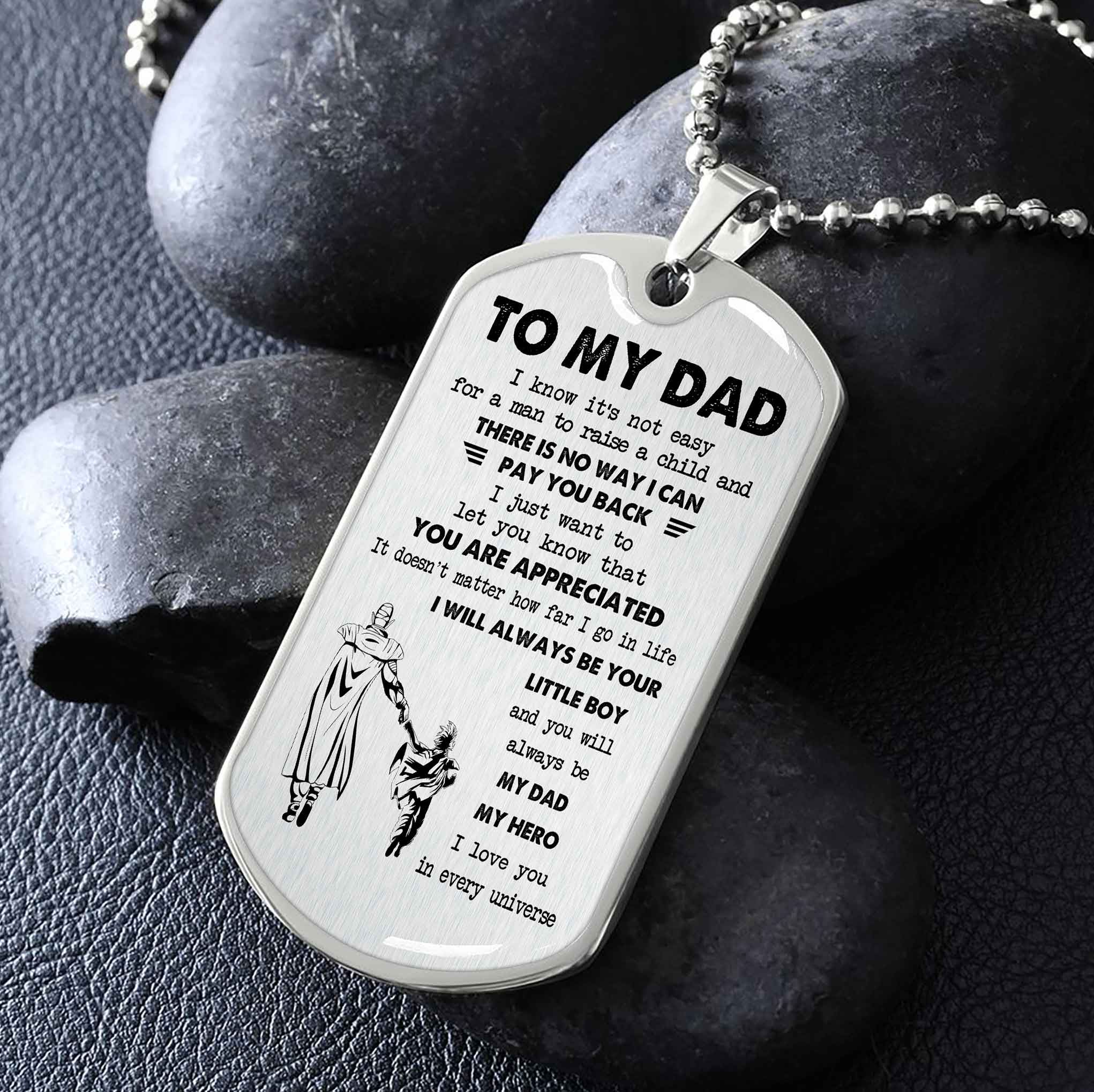 Dragon B VGT-Father and Kid- Millitary Chain 18K Gold Plated To My Dad I Know It's Not Easy - I Will Always Be Your Little Boy Gift From Son To Dad Father's Day Gift