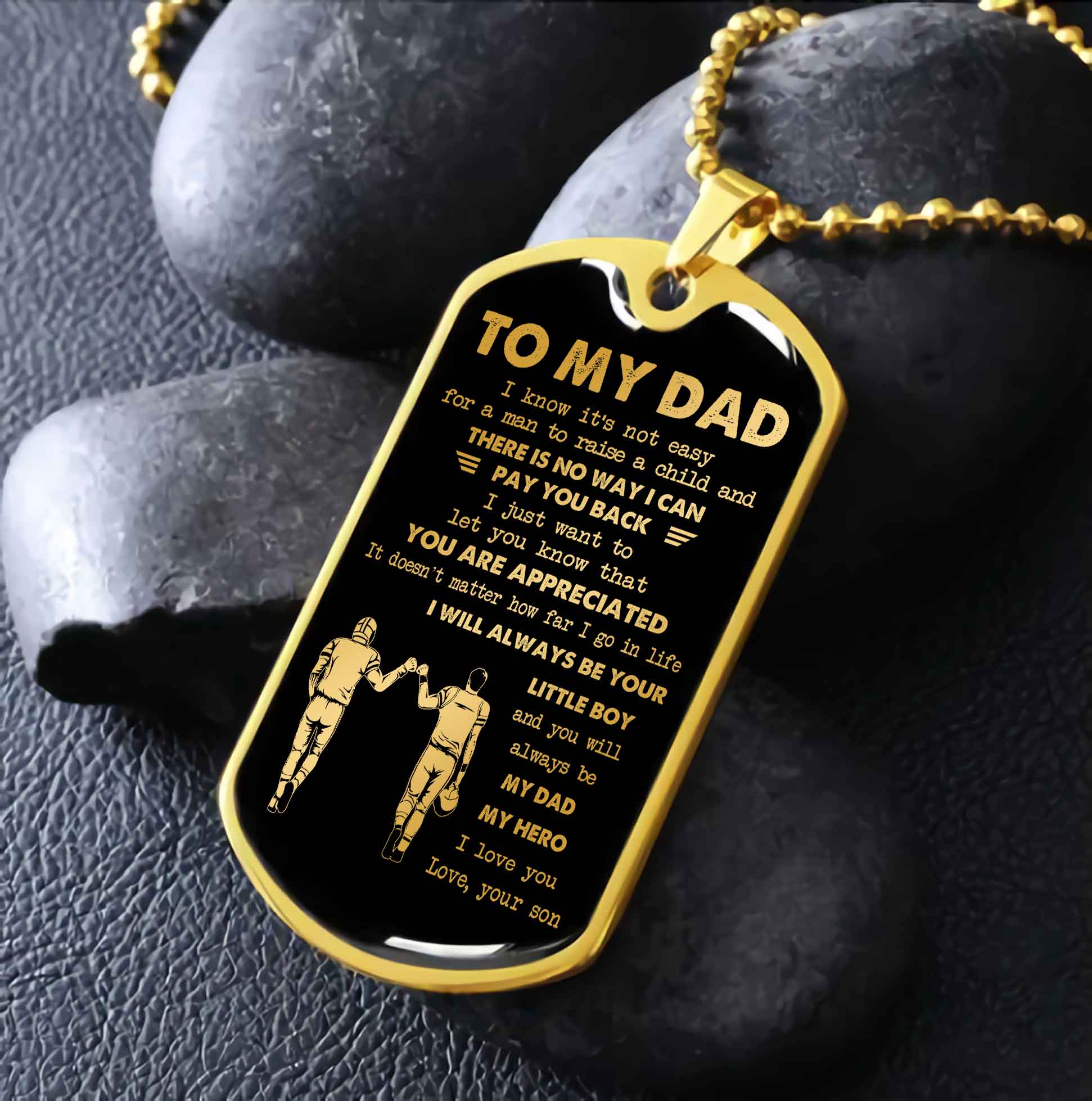 Dragon B VGT-Father and Son- Millitary Chain 18K Gold Plated To My Dad I Know It's Not Easy -I love you in every universe- Gift From Son To Dad Father's Day Gift