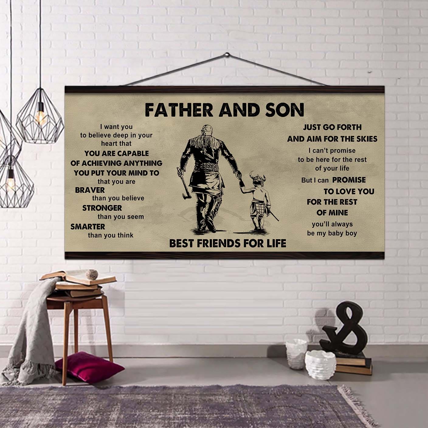 Family photo upload Father And Son Best Friends For Life - That You Are Braver Than You Believe Poster Canvas Gift For Son From Father