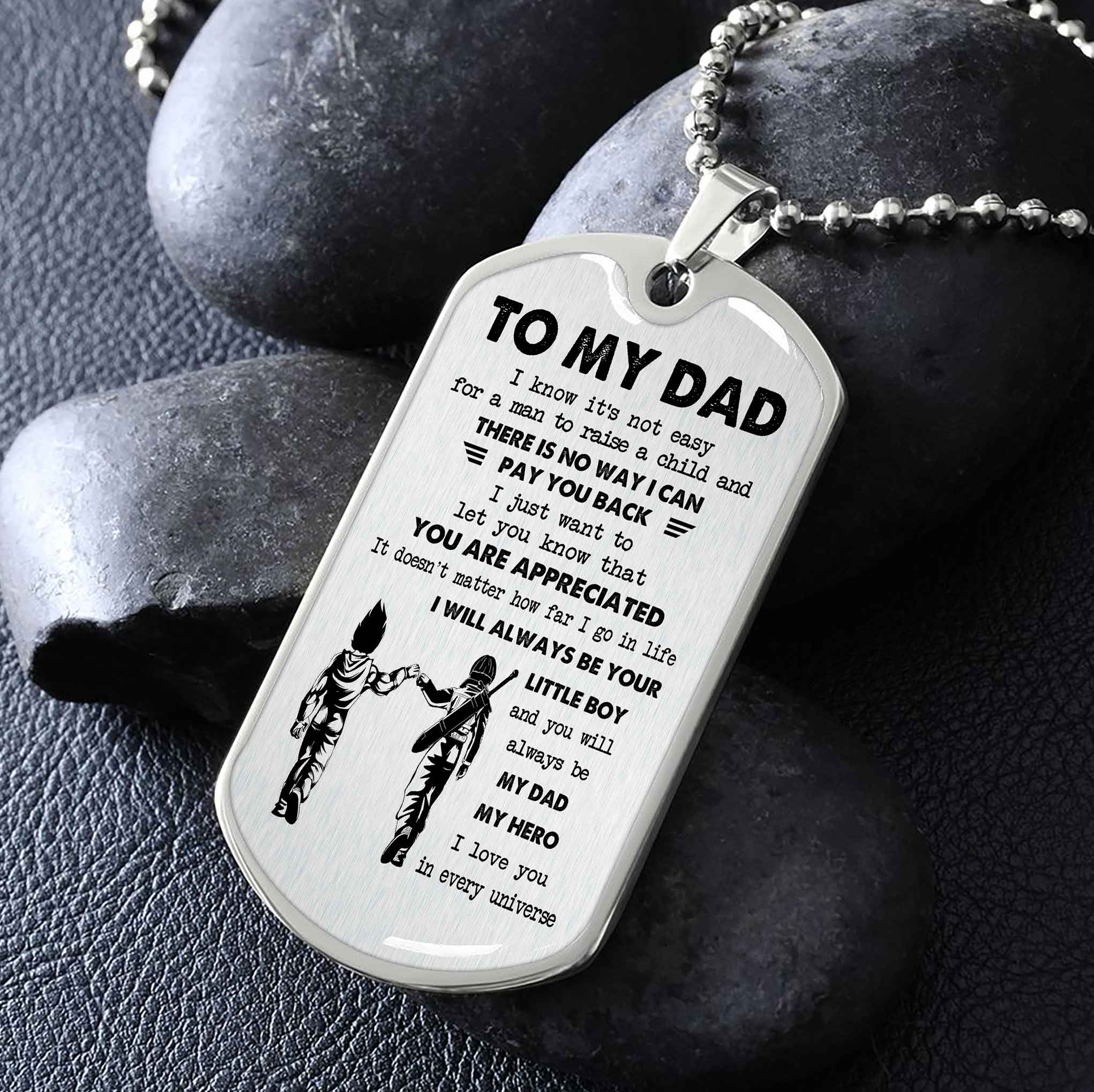 Dragon B VGT-Father and Kid- Millitary Chain 18K Gold Plated To My Dad I Know It's Not Easy - I Will Always Be Your Little Boy Gift From Son To Dad Father's Day Gift