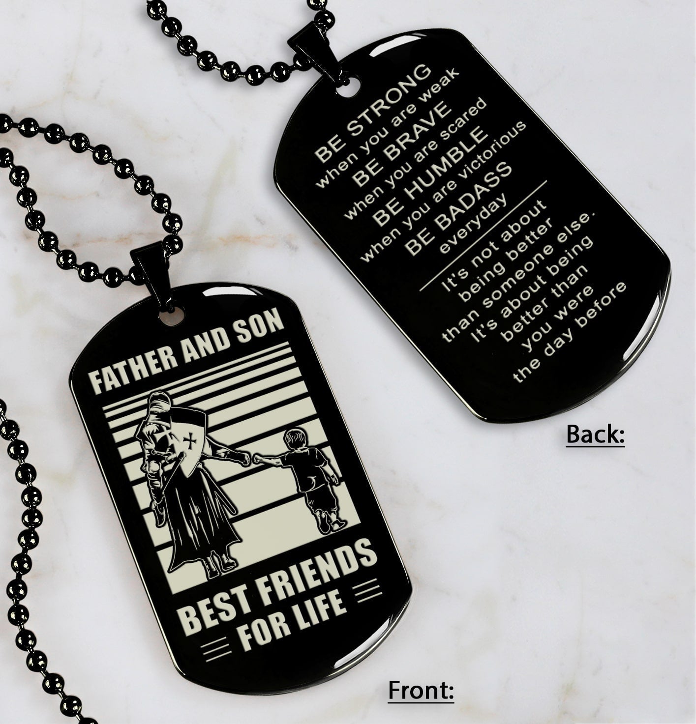 Police Personalized Double Sided Dog Tag Father And Son Best Friends For Life - Message on the back side