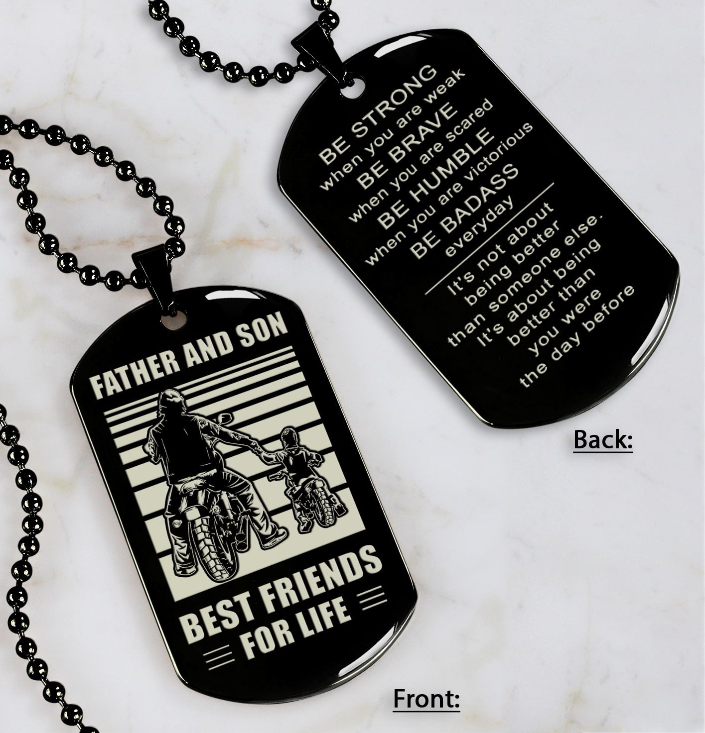 Police Personalized Double Sided Dog Tag Father And Son Best Friends For Life - Message on the back side