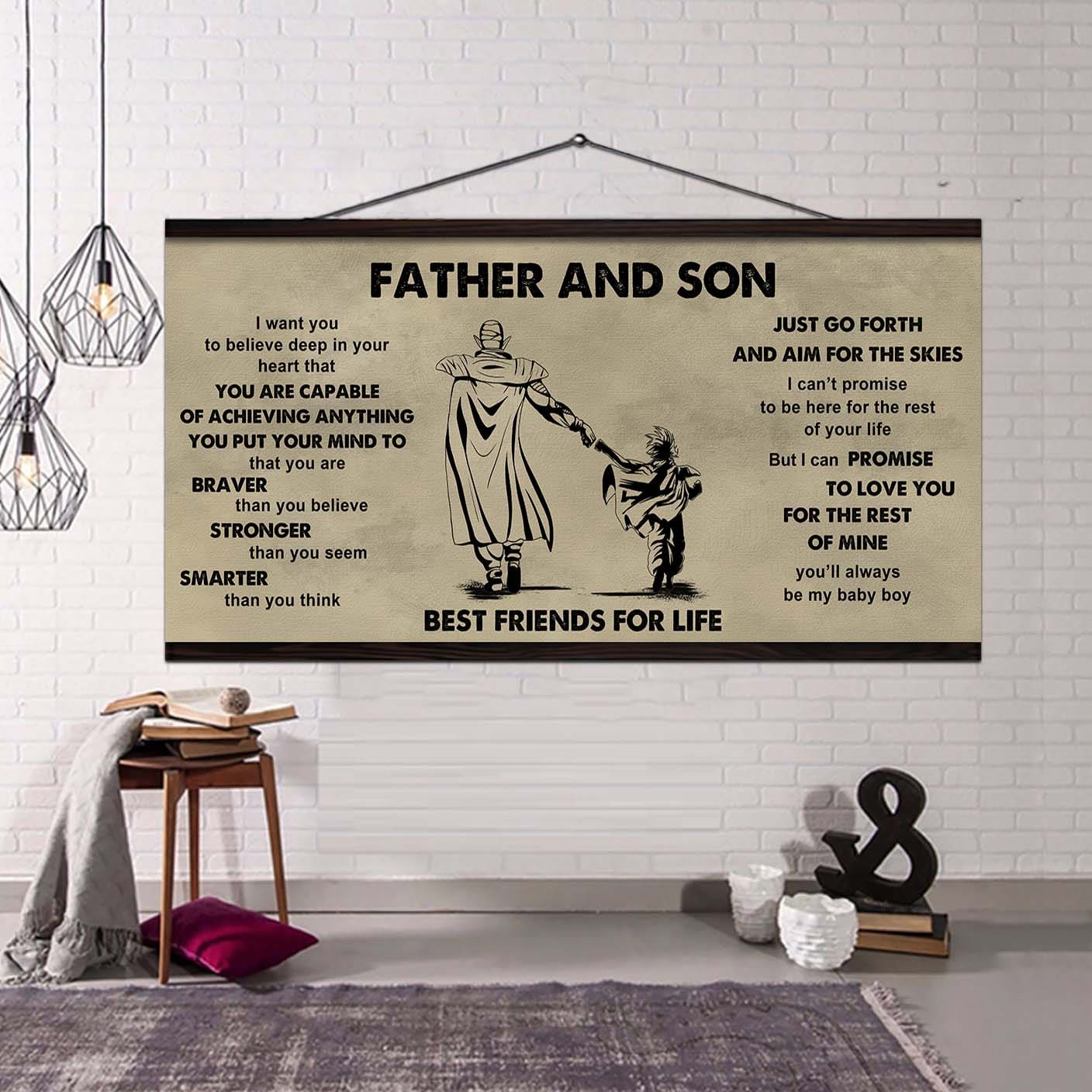 Family photo upload Father And Son Best Friends For Life - That You Are Braver Than You Believe Poster Canvas Gift For Son From Father