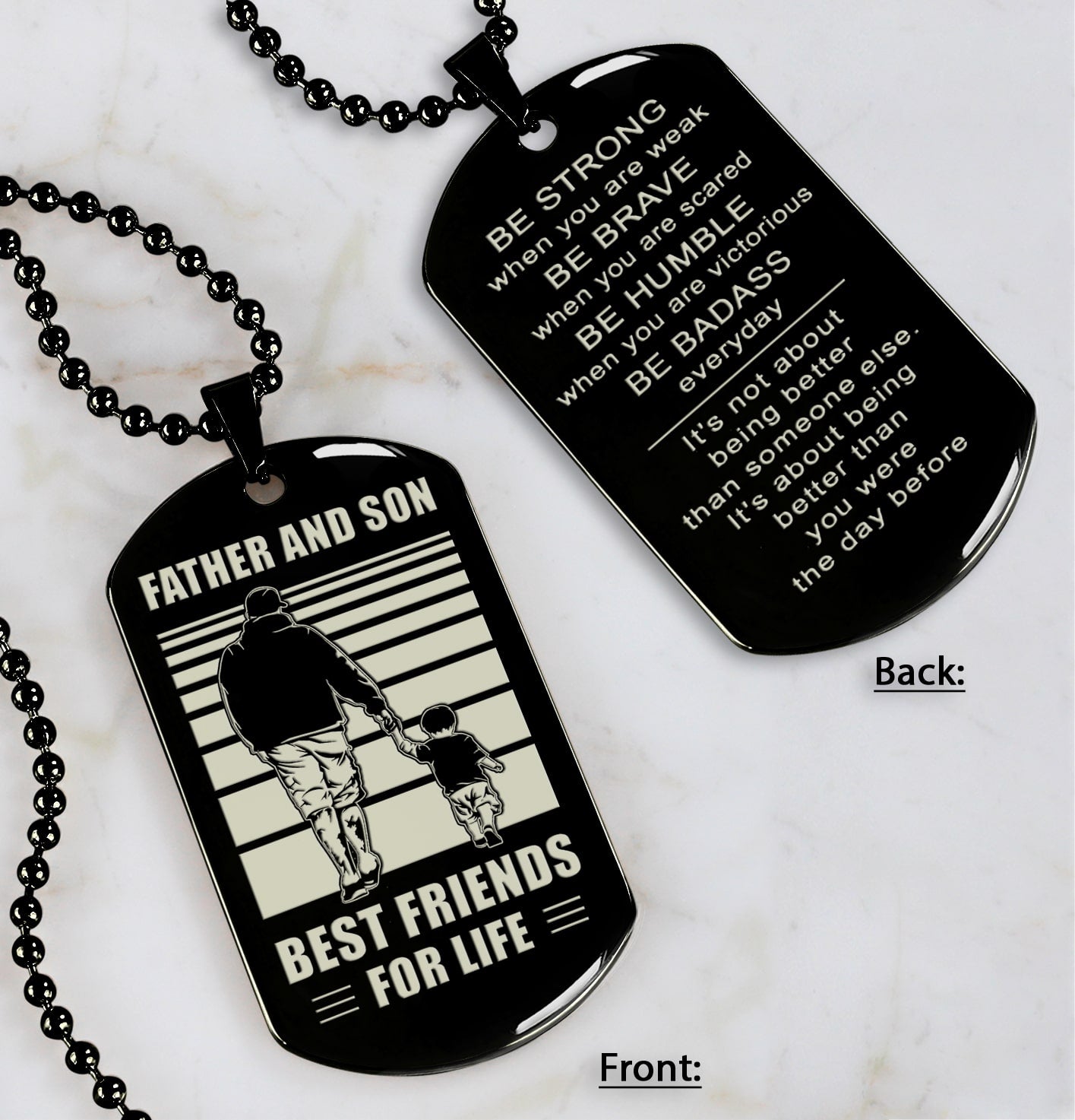 Police Personalized Double Sided Dog Tag Father And Son Best Friends For Life - Message on the back side