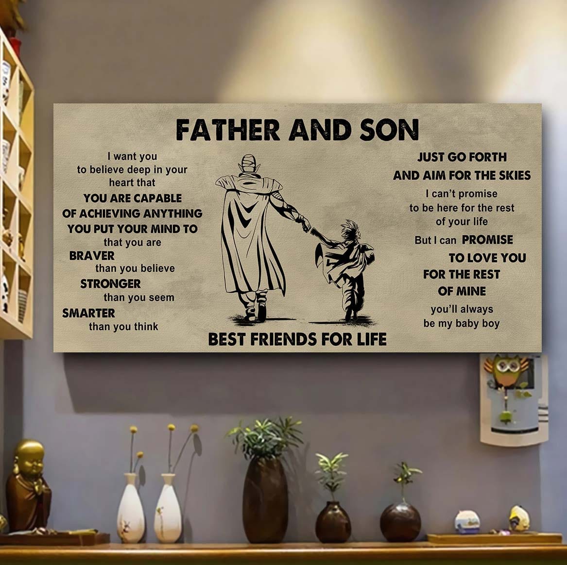 Family photo upload Father And Son Best Friends For Life - That You Are Braver Than You Believe Poster Canvas Gift For Son From Father