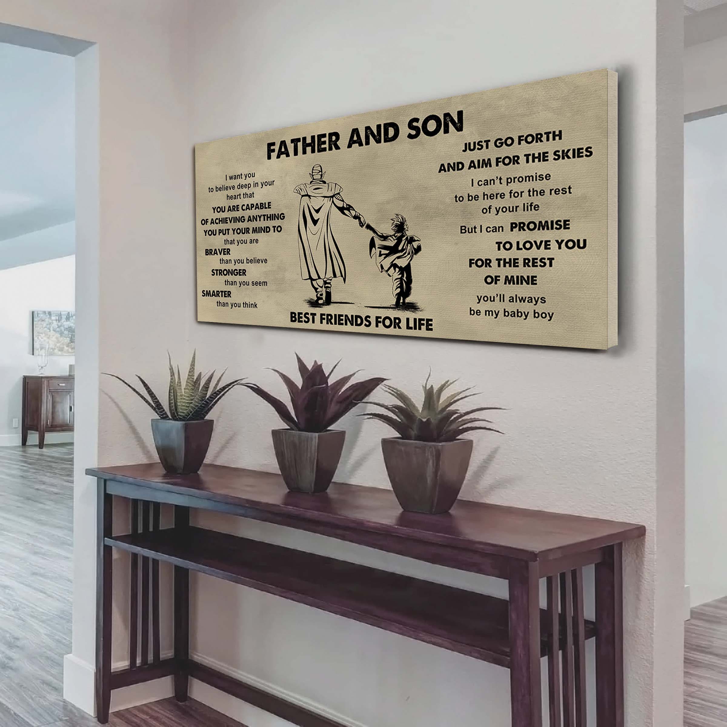 Family photo upload Father And Son Best Friends For Life - That You Are Braver Than You Believe Poster Canvas Gift For Son From Father