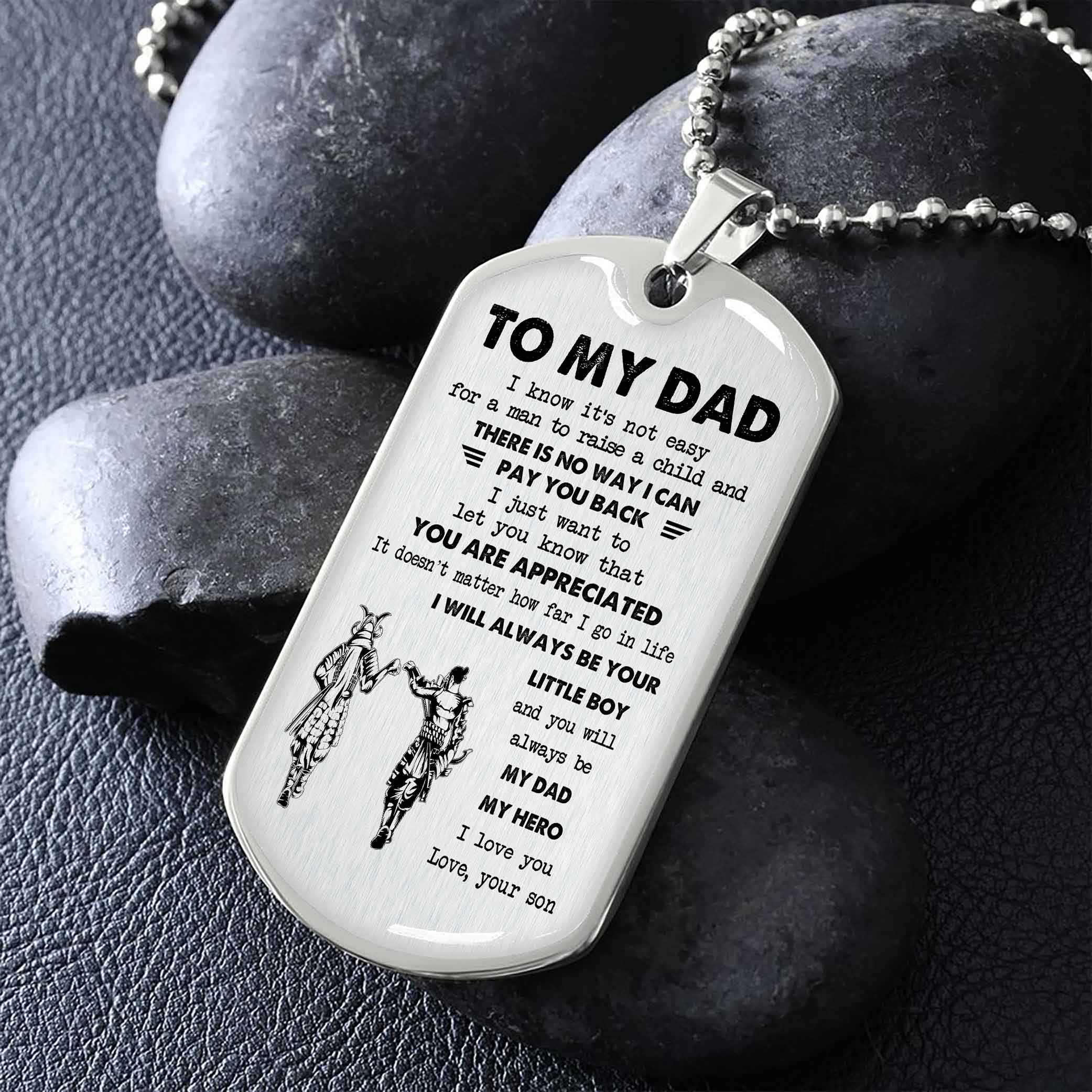 Dragon B VGT-Father and Son- Millitary Chain 18K Gold Plated To My Dad I Know It's Not Easy -I love you in every universe- Gift From Son To Dad Father's Day Gift