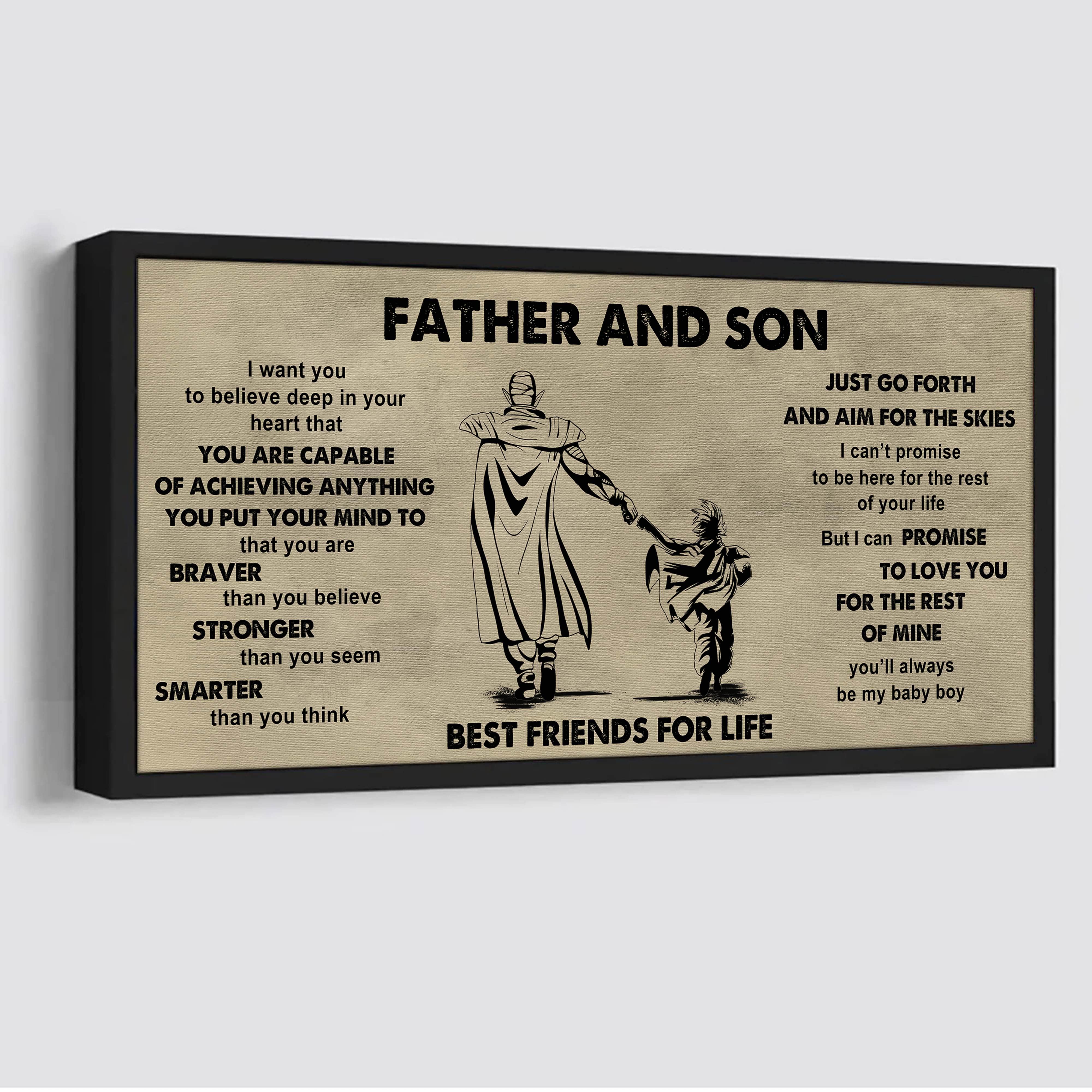 Family photo upload Father And Son Best Friends For Life - That You Are Braver Than You Believe Poster Canvas Gift For Son From Father