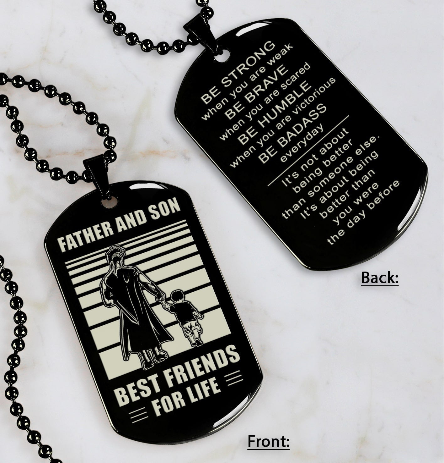 Police Personalized Double Sided Dog Tag Father And Son Best Friends For Life - Message on the back side