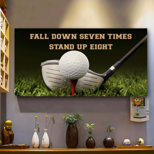 Golf poster canvas fall down seven times stand up eight