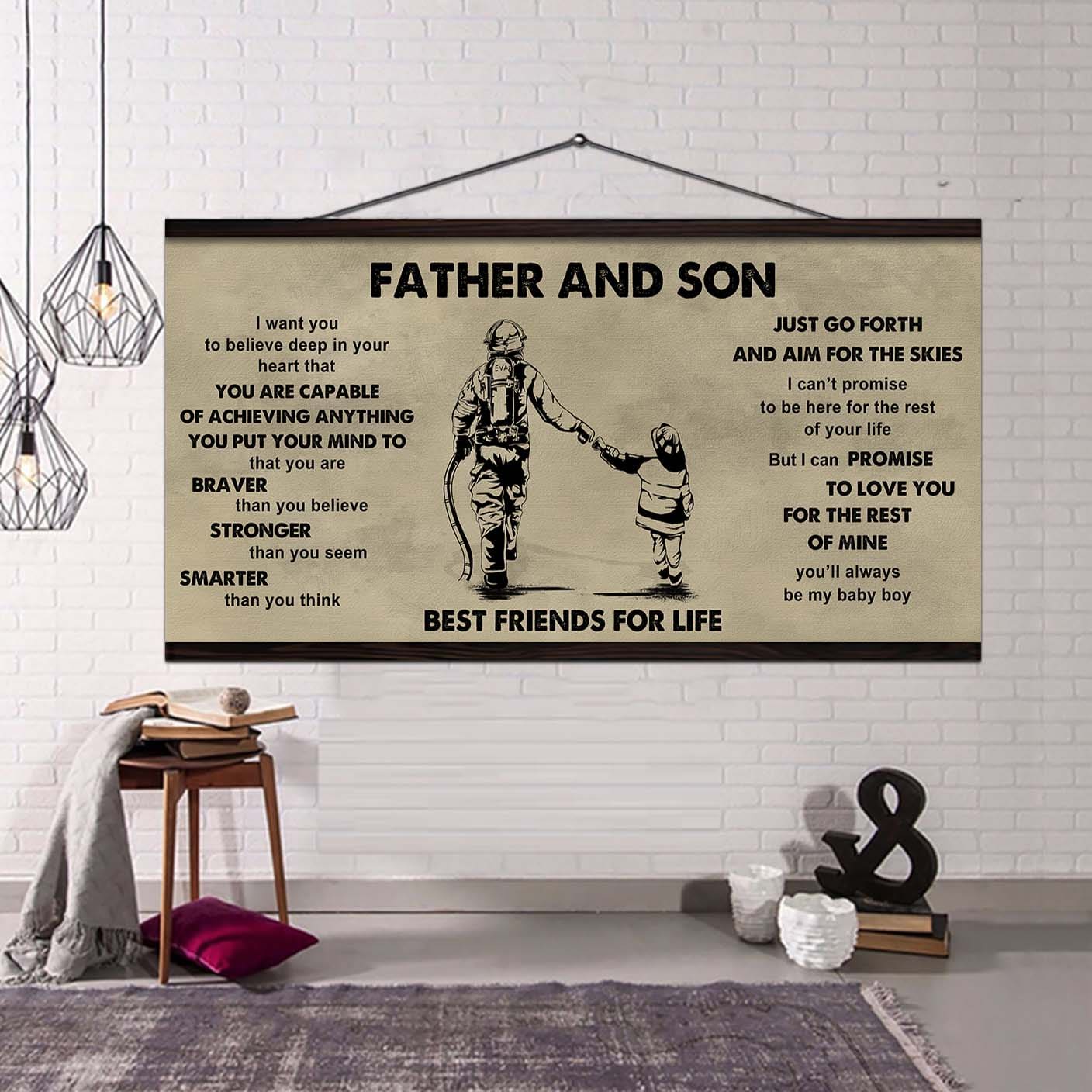 Family photo upload Father And Son Best Friends For Life - That You Are Braver Than You Believe Poster Canvas Gift For Son From Father